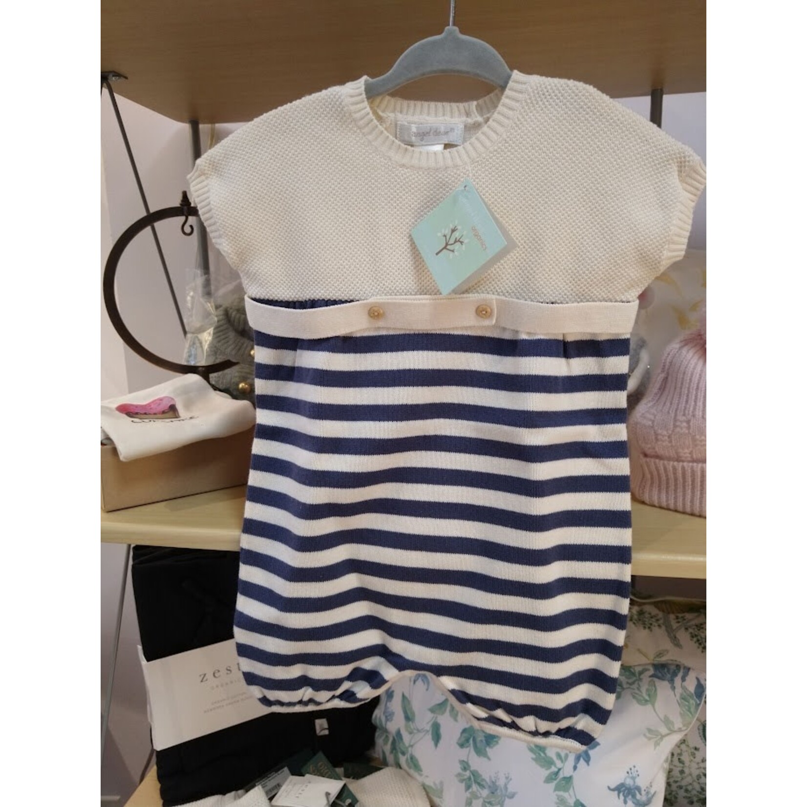 Angel Dear Seed Stitch Navy Romper 6 Month