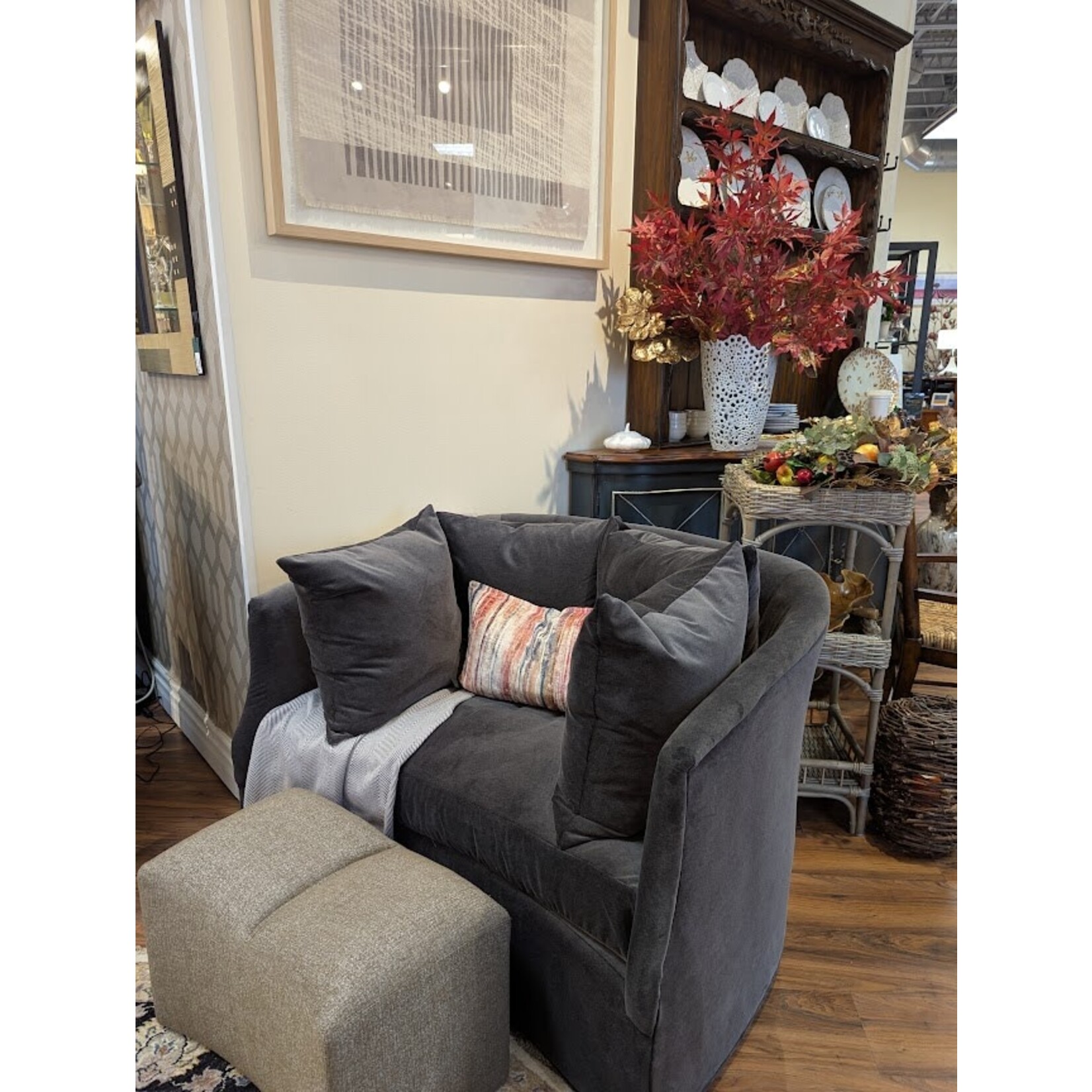Gabby Laine Swivel Chair 1/2 Plush Graphite