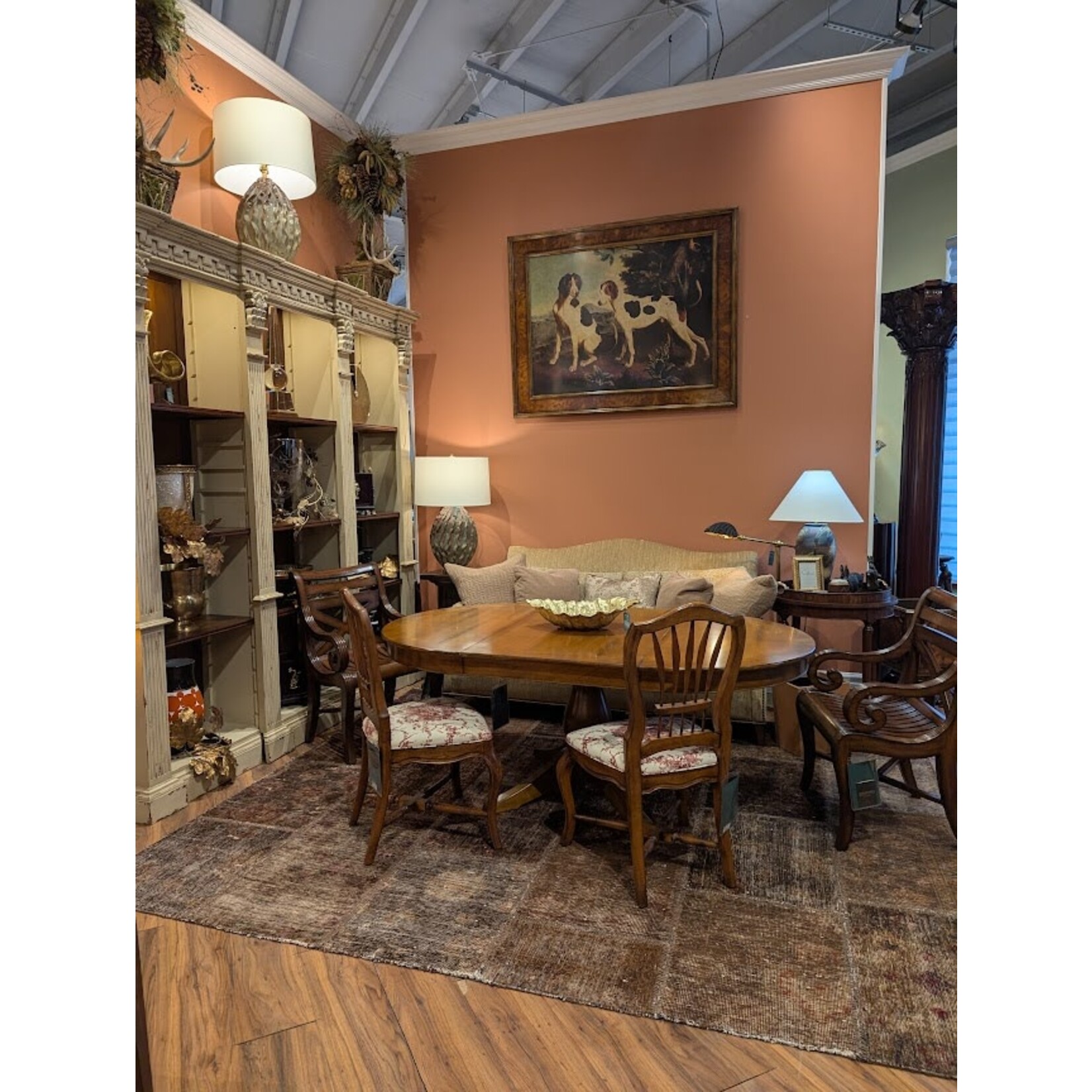 French Heritage Side Dining Chair with La Petite Ferme Toile Rooster Seat