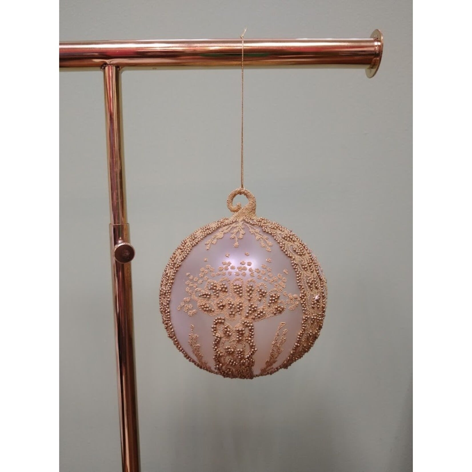 Peter Priess Hand Painted Gold Beaded Christmas Ball Ornament