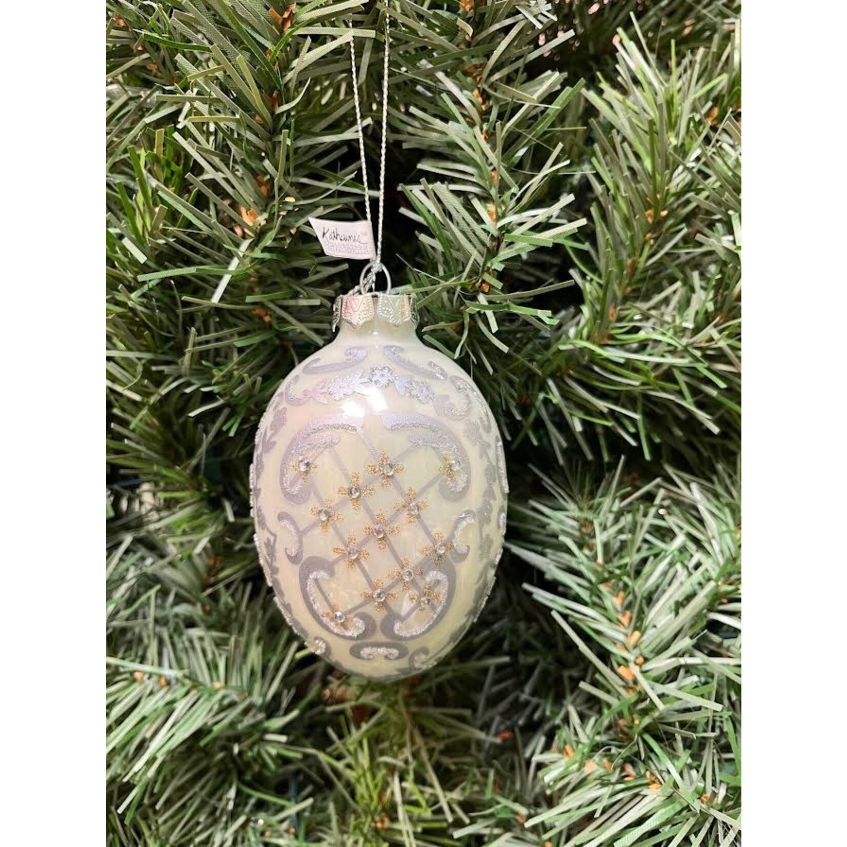 Katherine's Collection Pearlized Silver Egg Ornament
