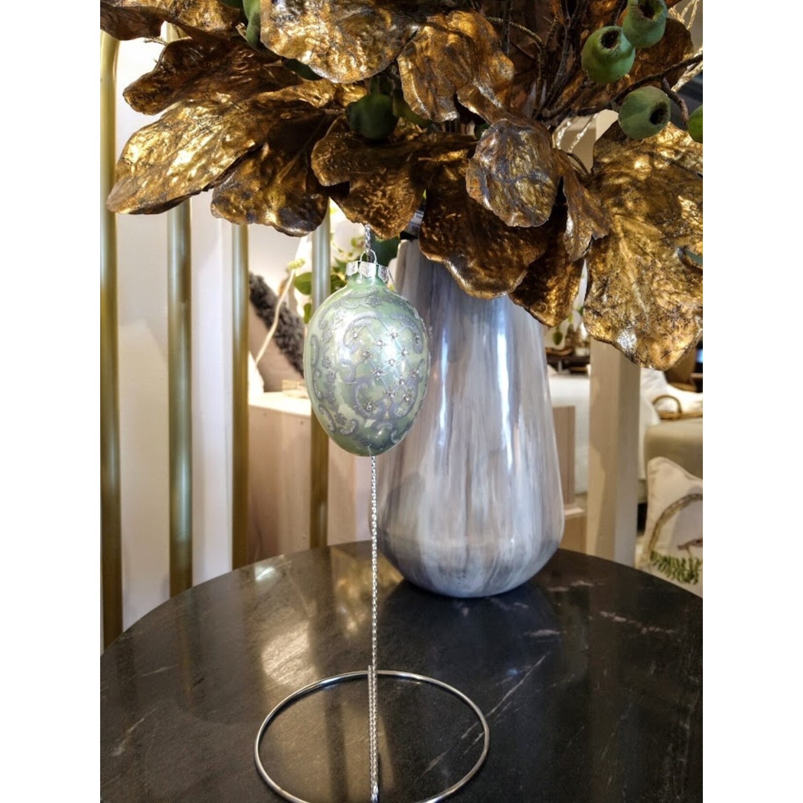 Katherine's Collection Pearlized Silver Egg Ornament