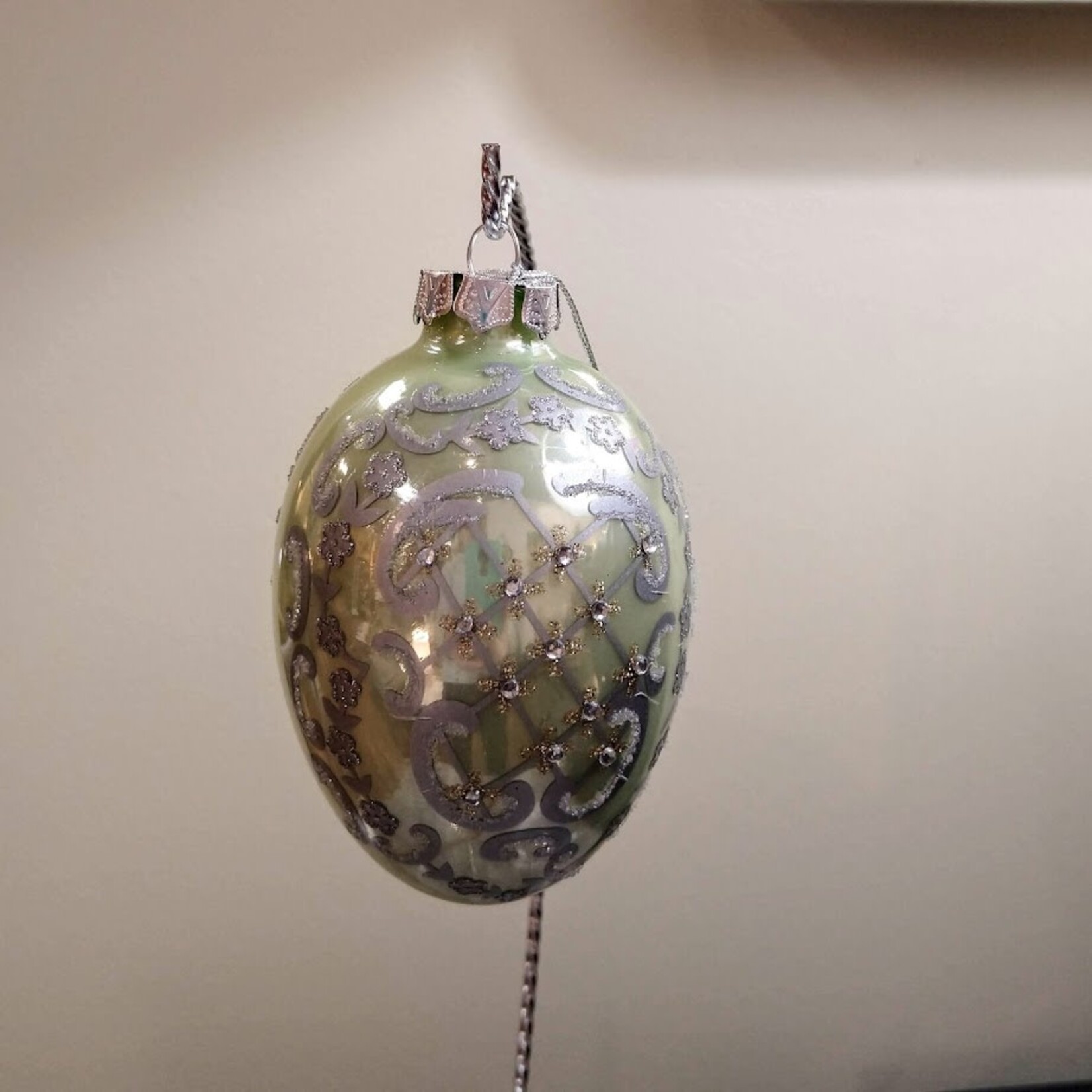 Katherine's Collection Pearlized Silver Egg Ornament