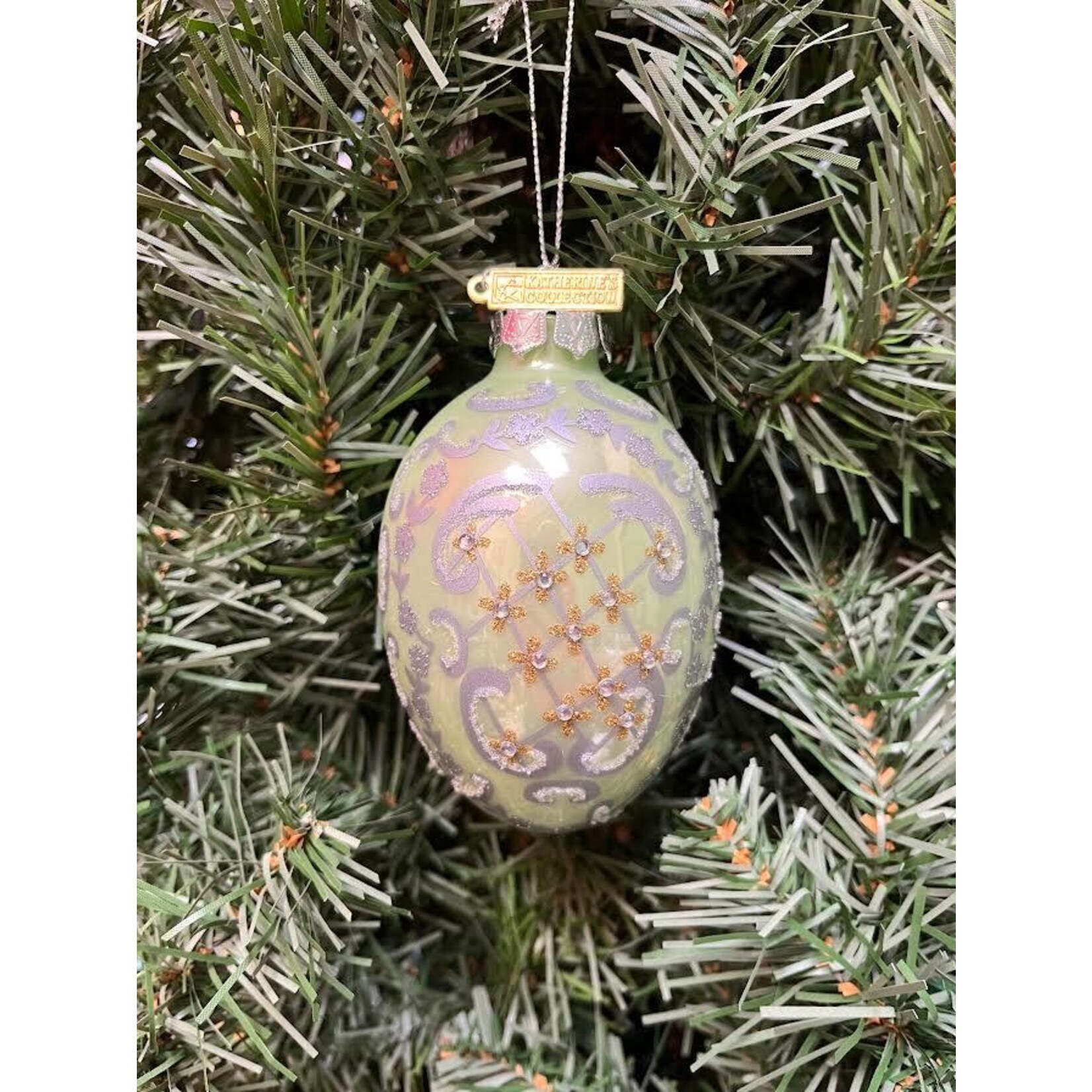 Katherine's Collection Pearlized Silver Egg Ornament