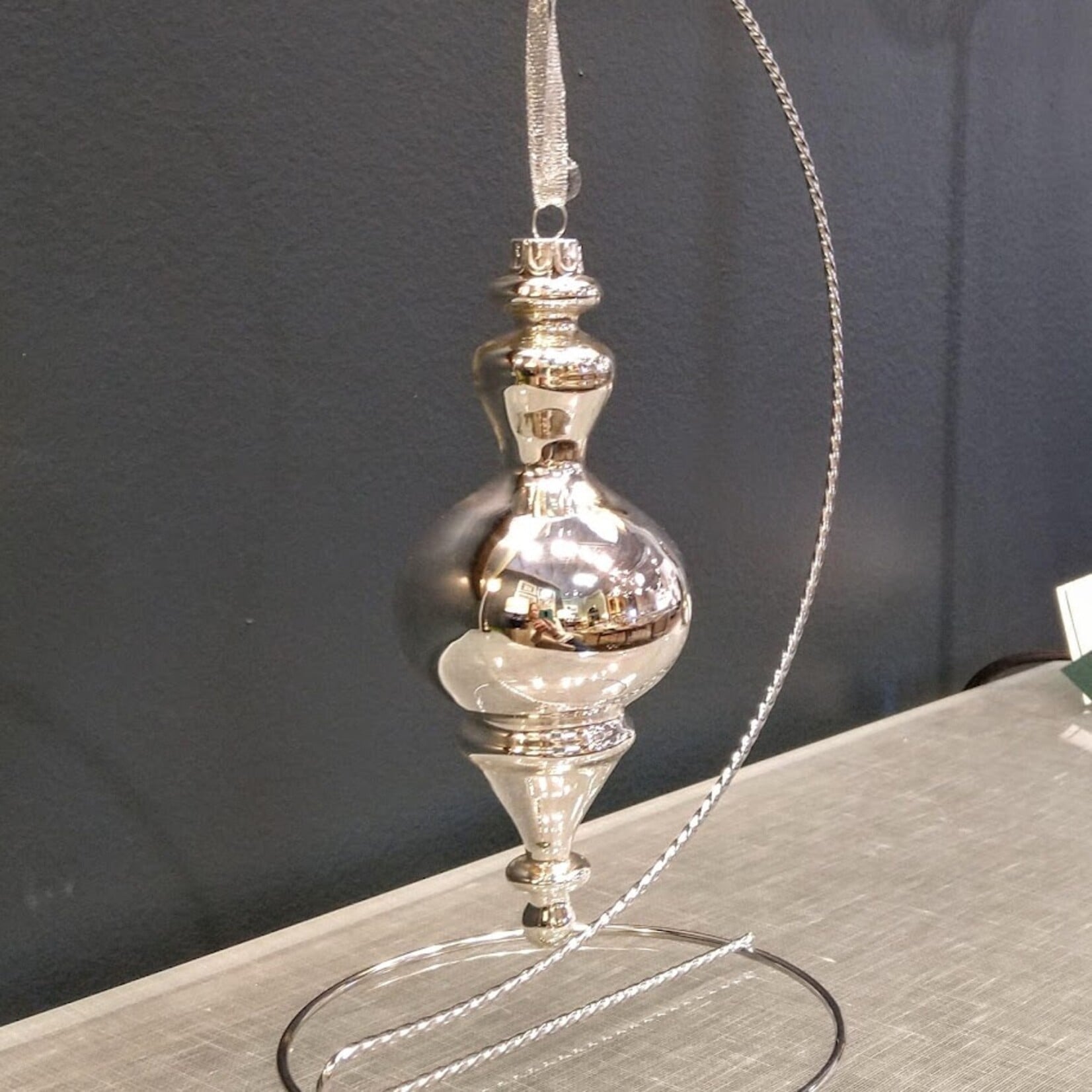 Two's Company Small Silver Mercury Glass Finial Ornament