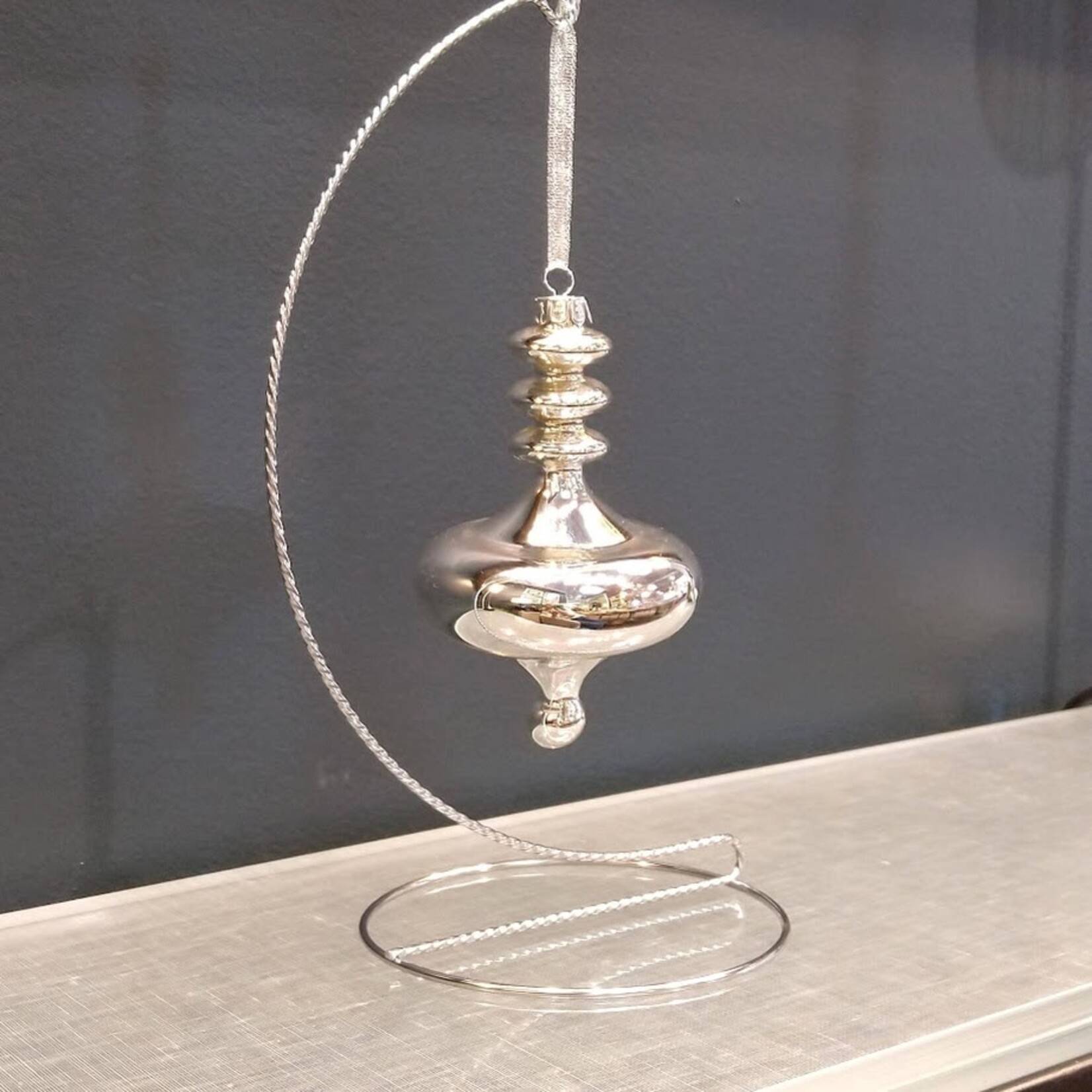 Two's Company Small Silver Mercury Glass Finial Ornament