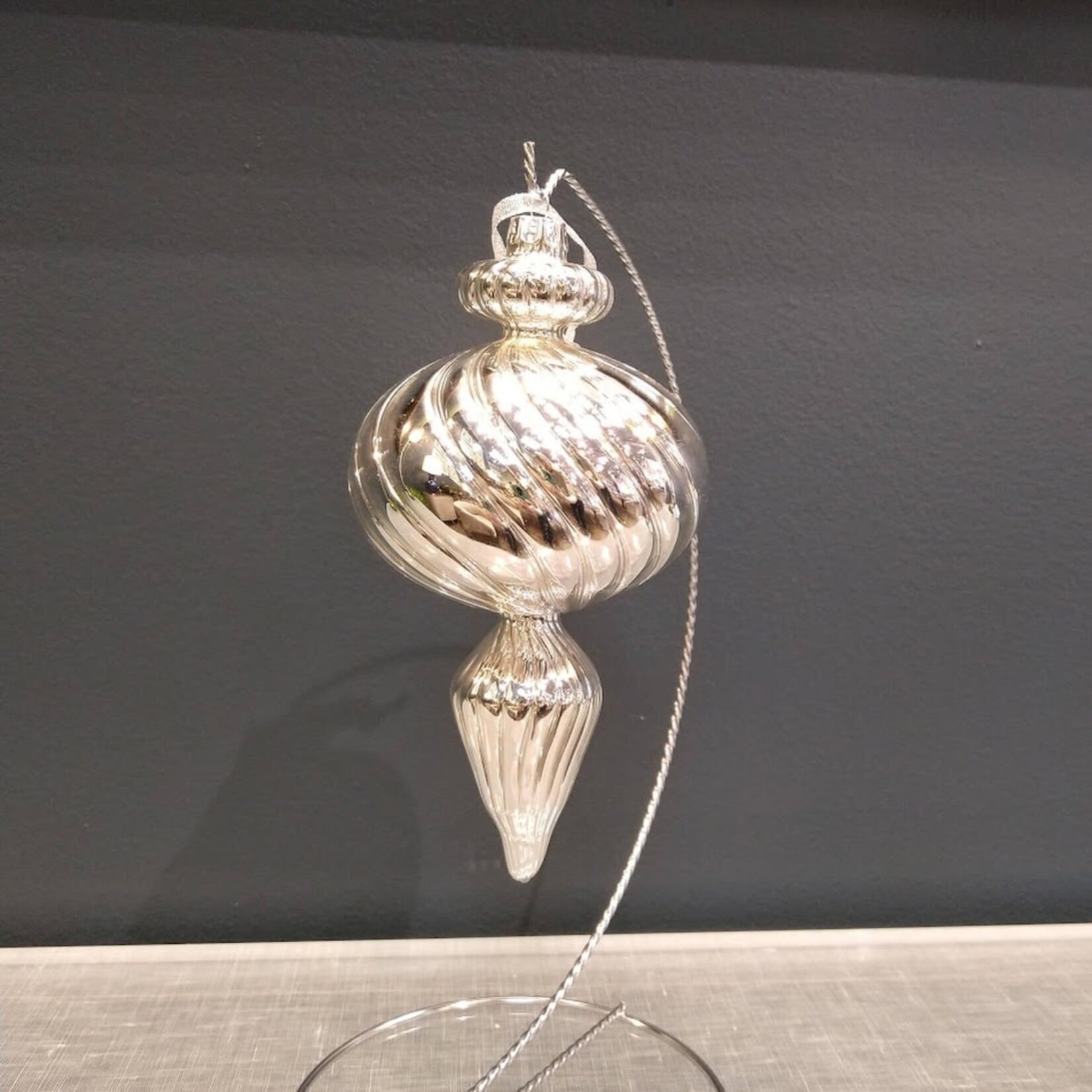 Two's Company Large Silver Mercury Glass Finial Ornament