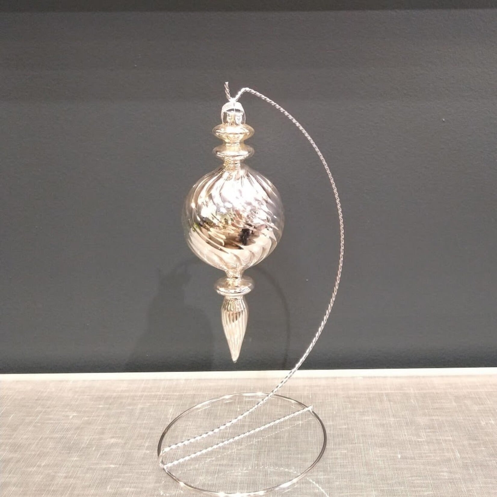 Two's Company Large Silver Mercury Glass Finial Ornament