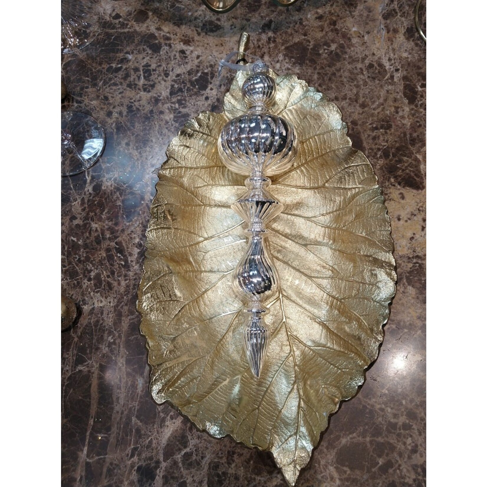Two's Company Large Silver Mercury Glass Finial Ornament