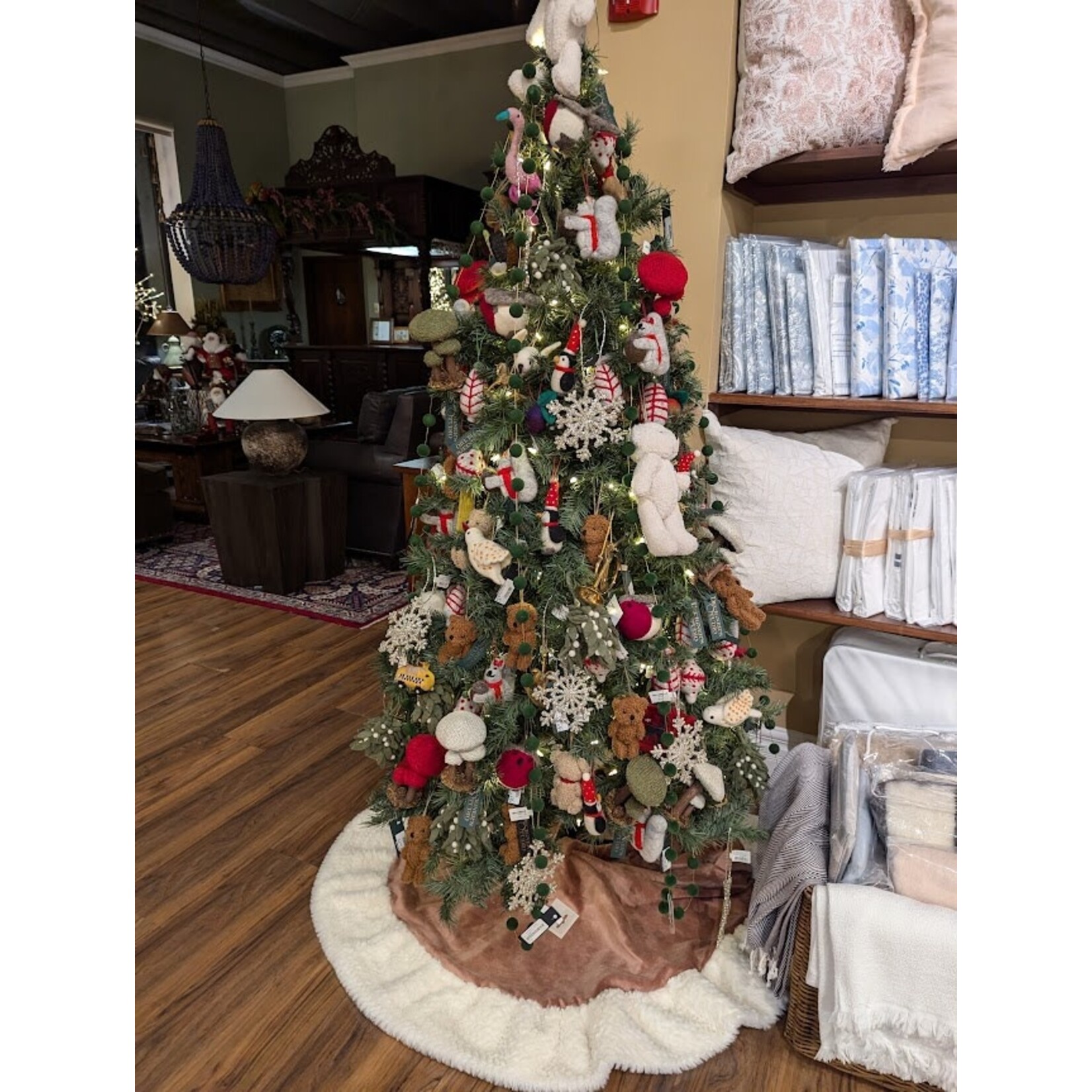 Nicky's Notions Blush Green Small Round Tree Skirt Reversible