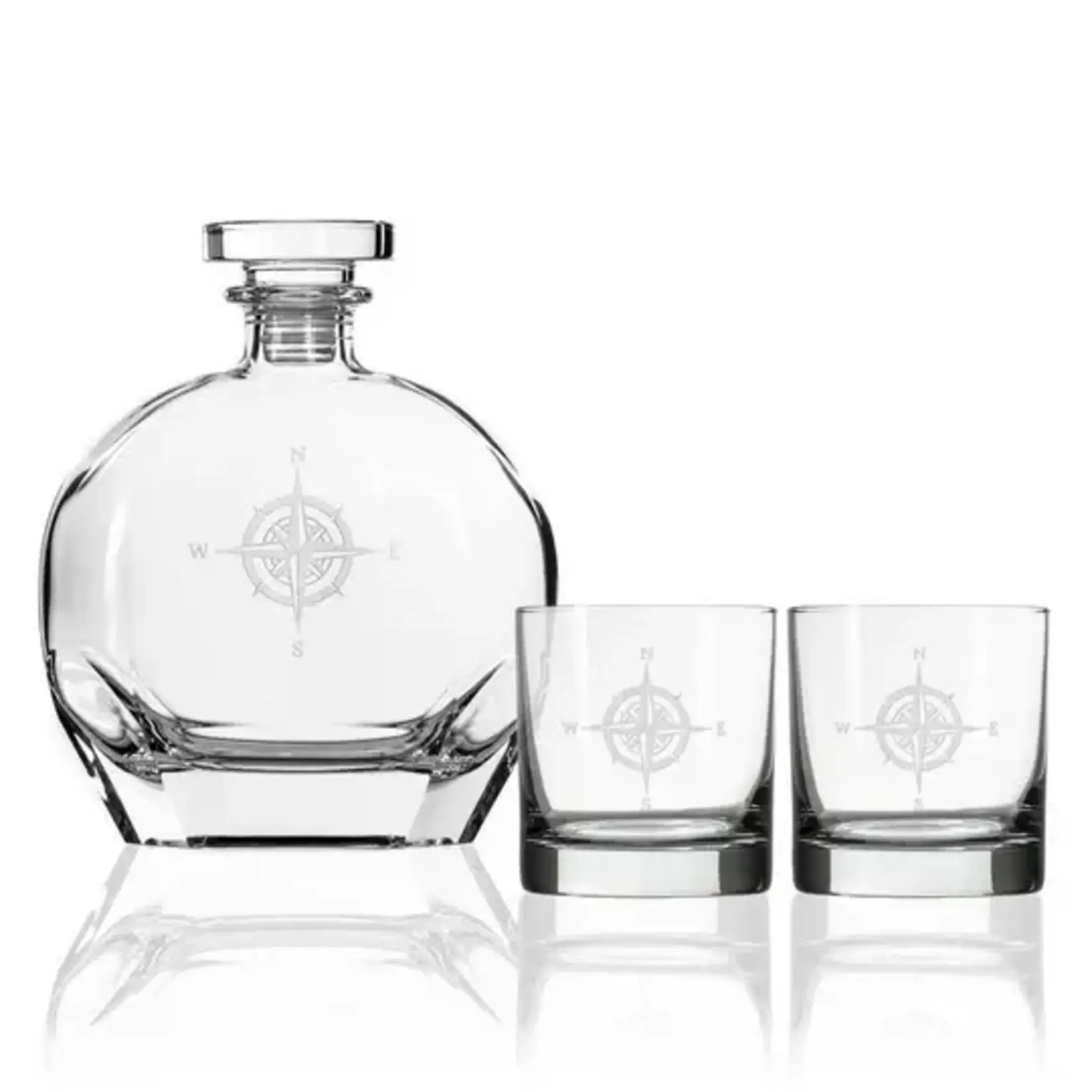 Rolf Glass Compass Rose 23oz Whiskey Decanter
