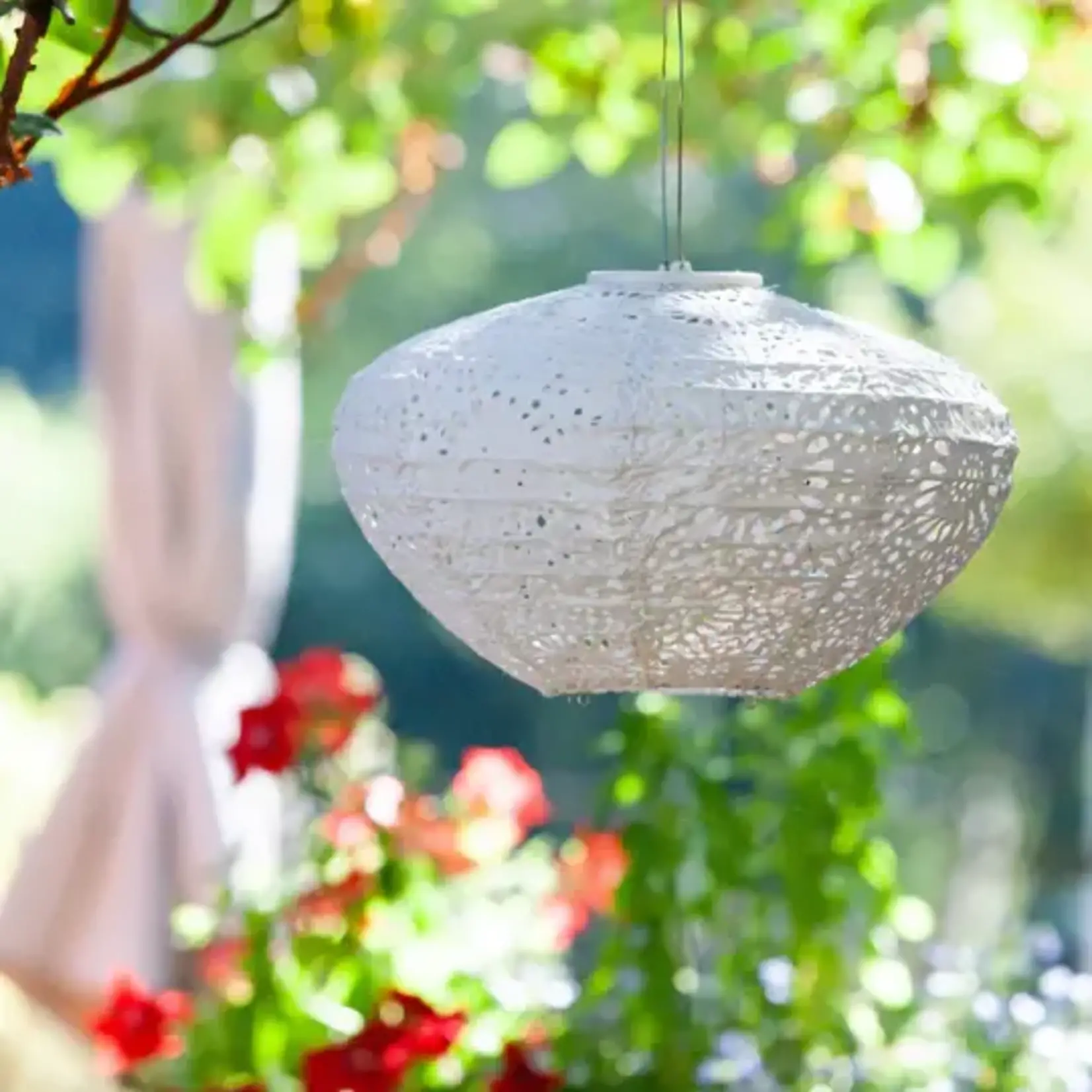 Allsop Home Garden Soji Stella  Crown Chantilly Lace 13" Solar Lantern
