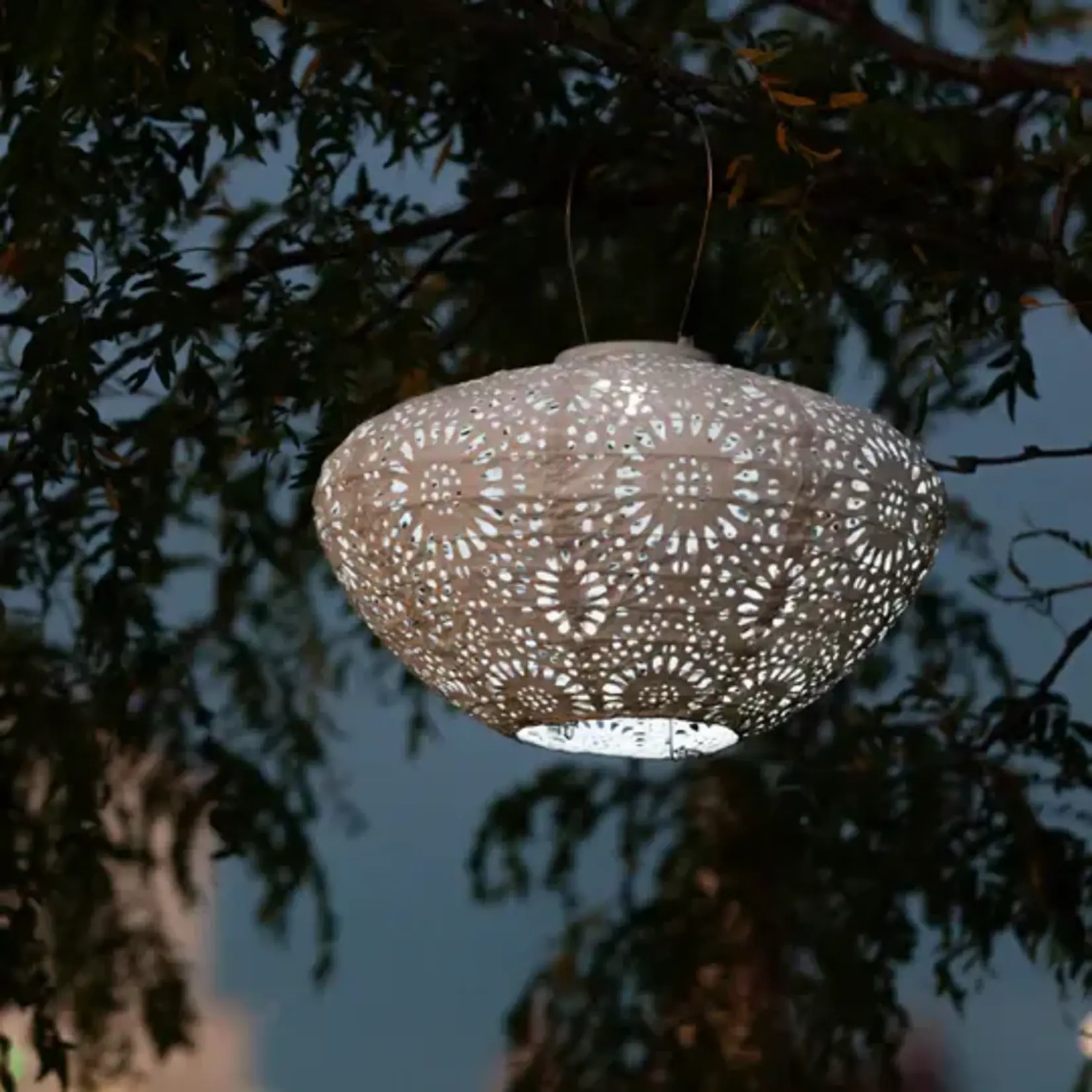 Allsop Home Garden Soji Stella  Crown Chantilly Lace 13" Solar Lantern