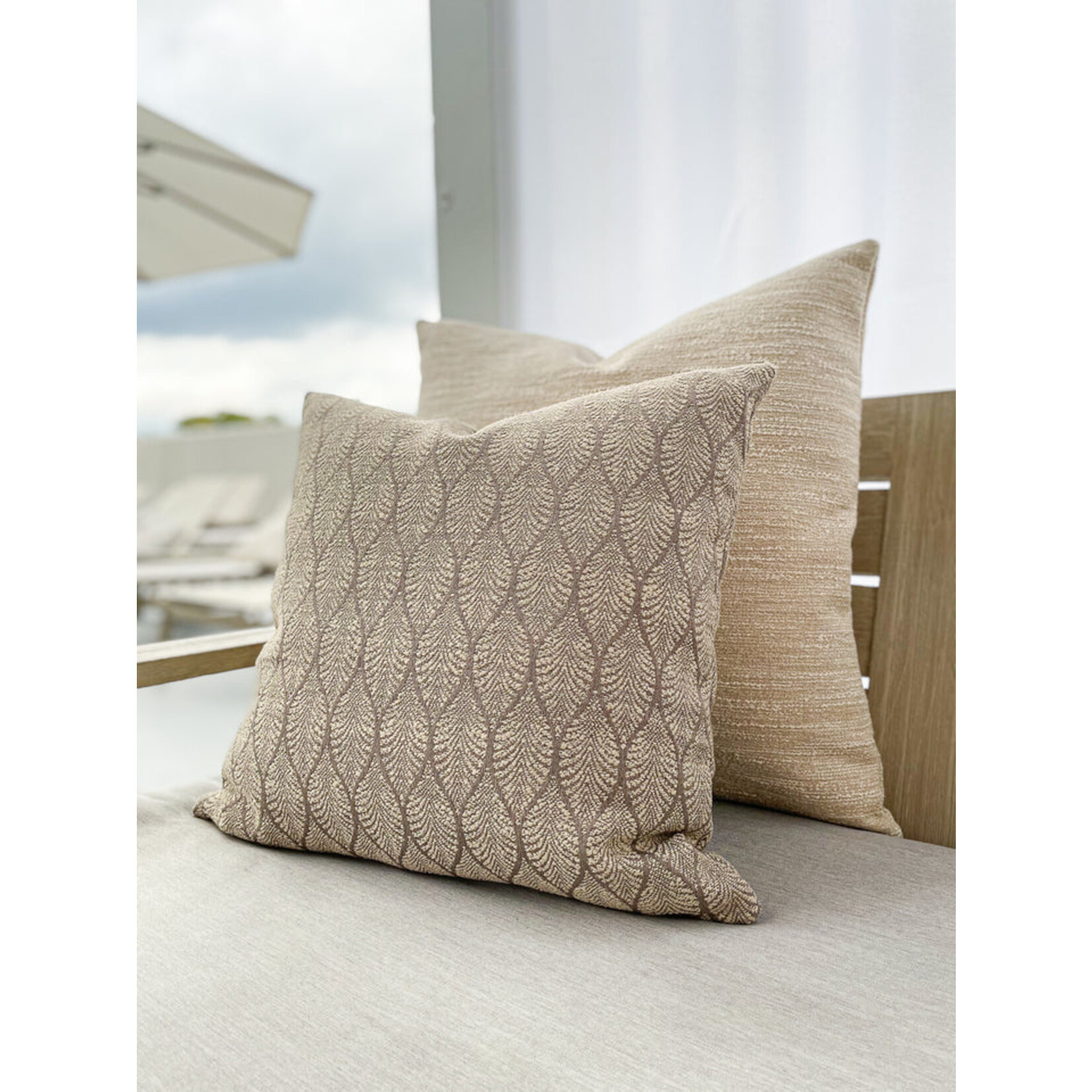 Anaya Summer Flora Mocha Outdoor Pillow 24x24