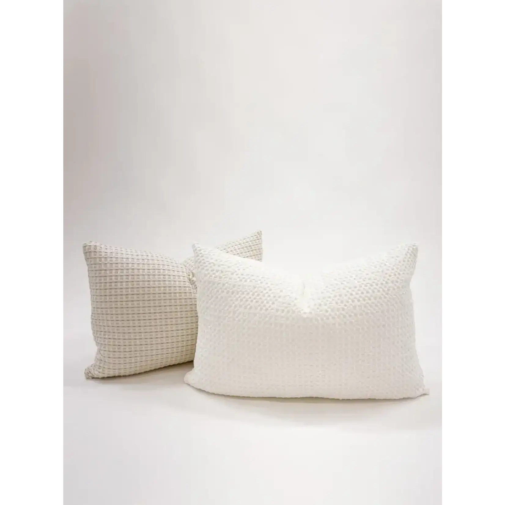 Anaya White 14x20 Down Cotton Waffle Weave Pillow