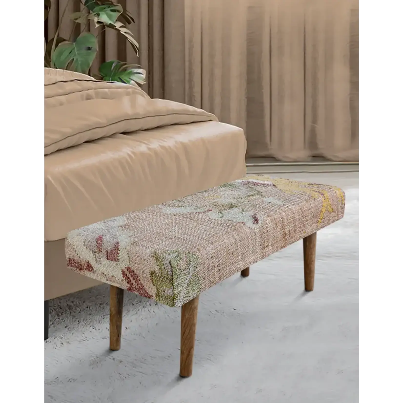 Anaya Elegant Floral Handwoven Bench