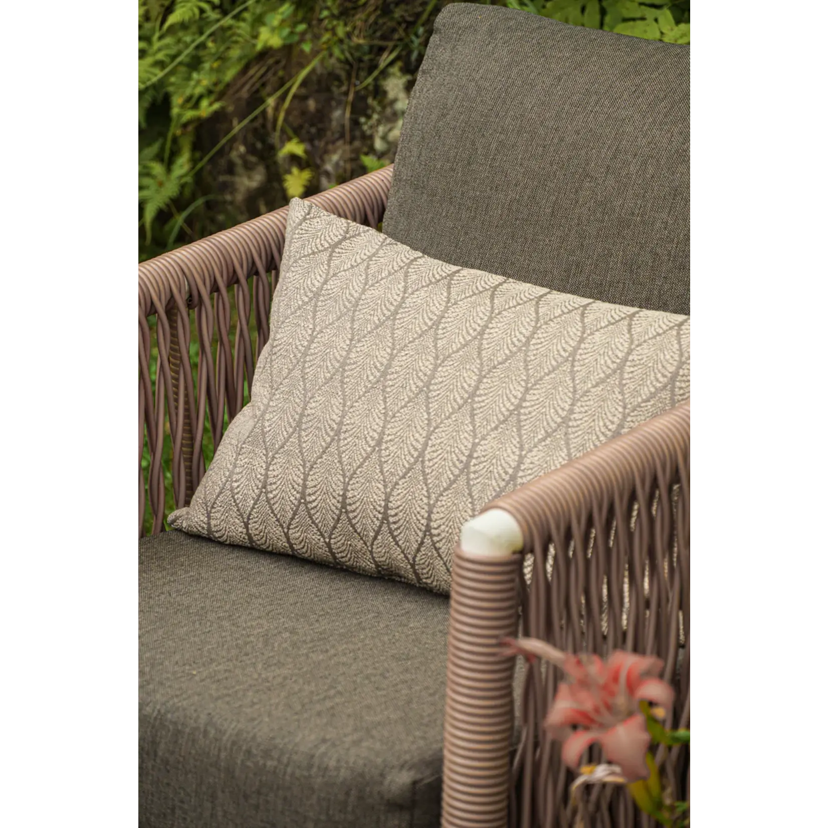 Anaya Summer Flora Mocha Indoor Outdoor Pillow 14"x20"