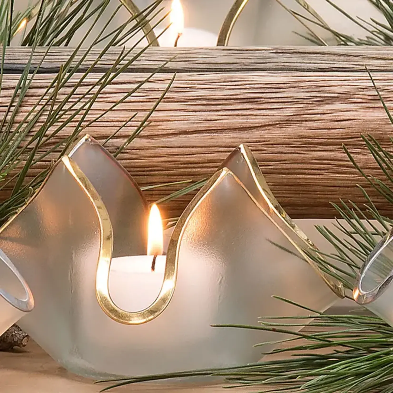 Annieglass Handkerchief Votive Candleholder 24K Gold