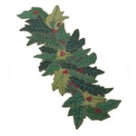 Saro Trading Company Noel Beaded Green Holly Table Runner