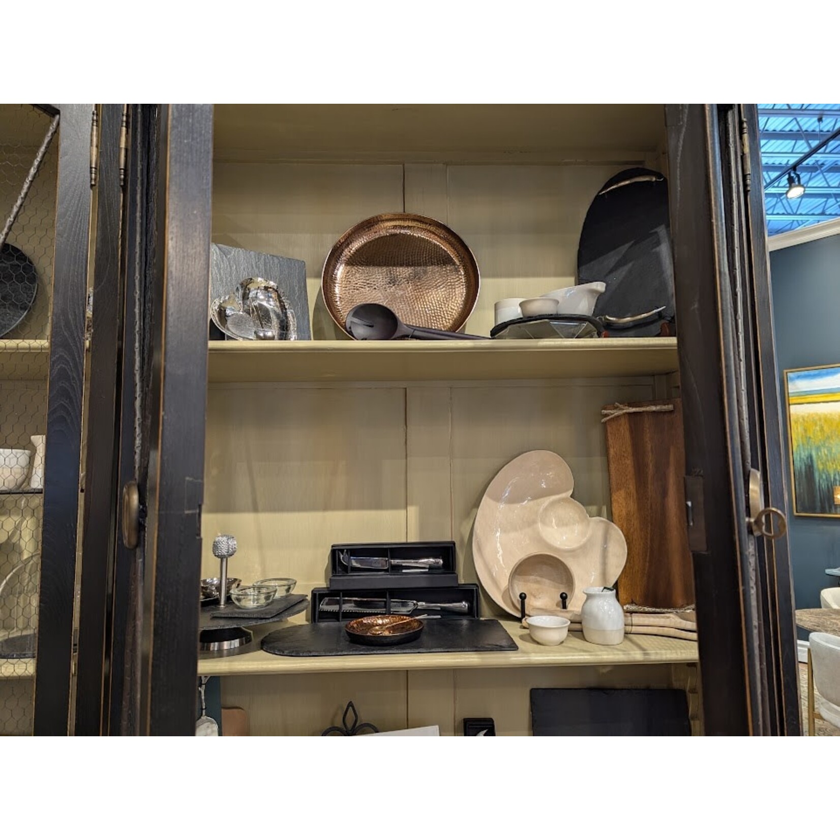 Just Slate Company Copper Serving Bowl & Black Wooden Spoons Set