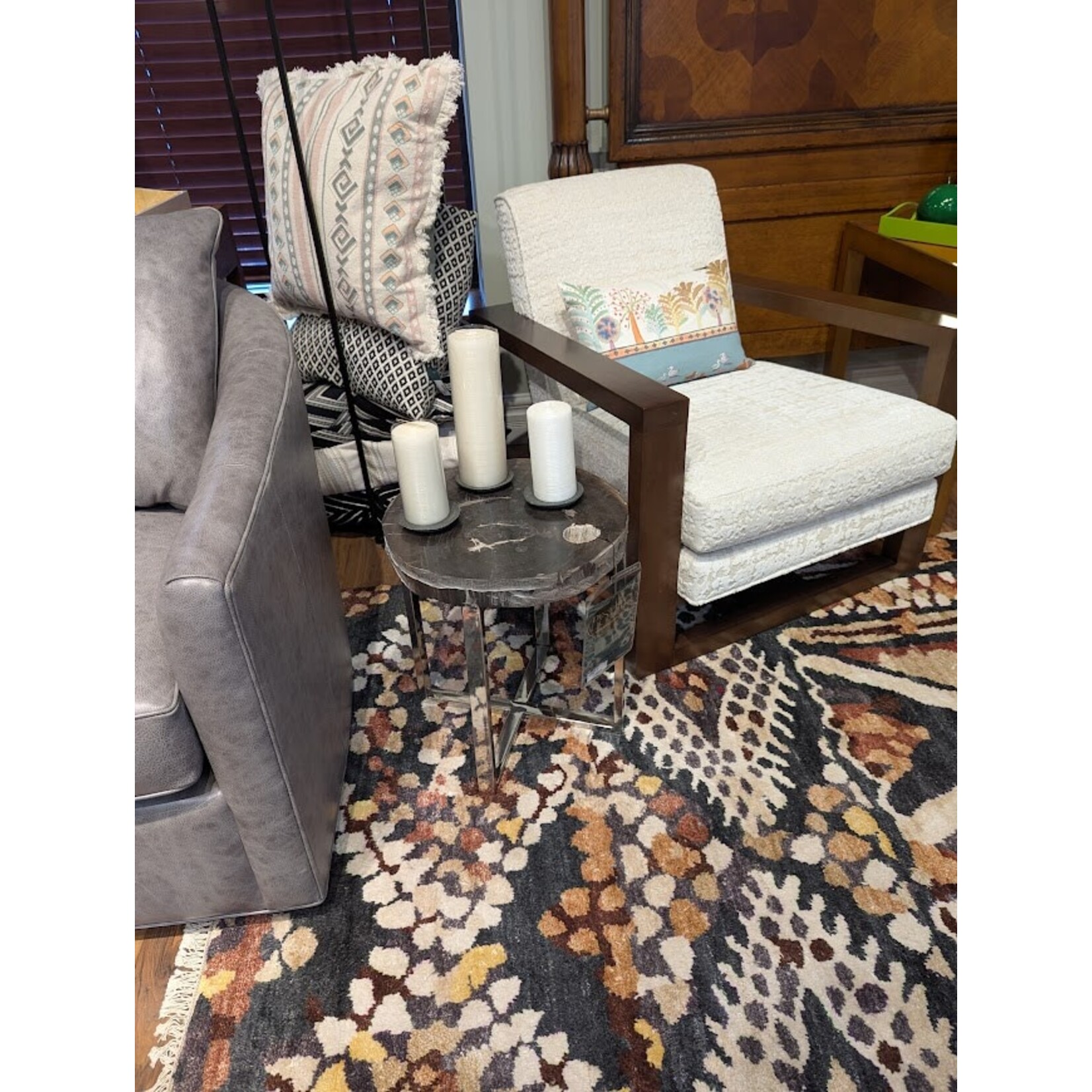 Blue Ocean Traders Petrified Wood Side Table Small