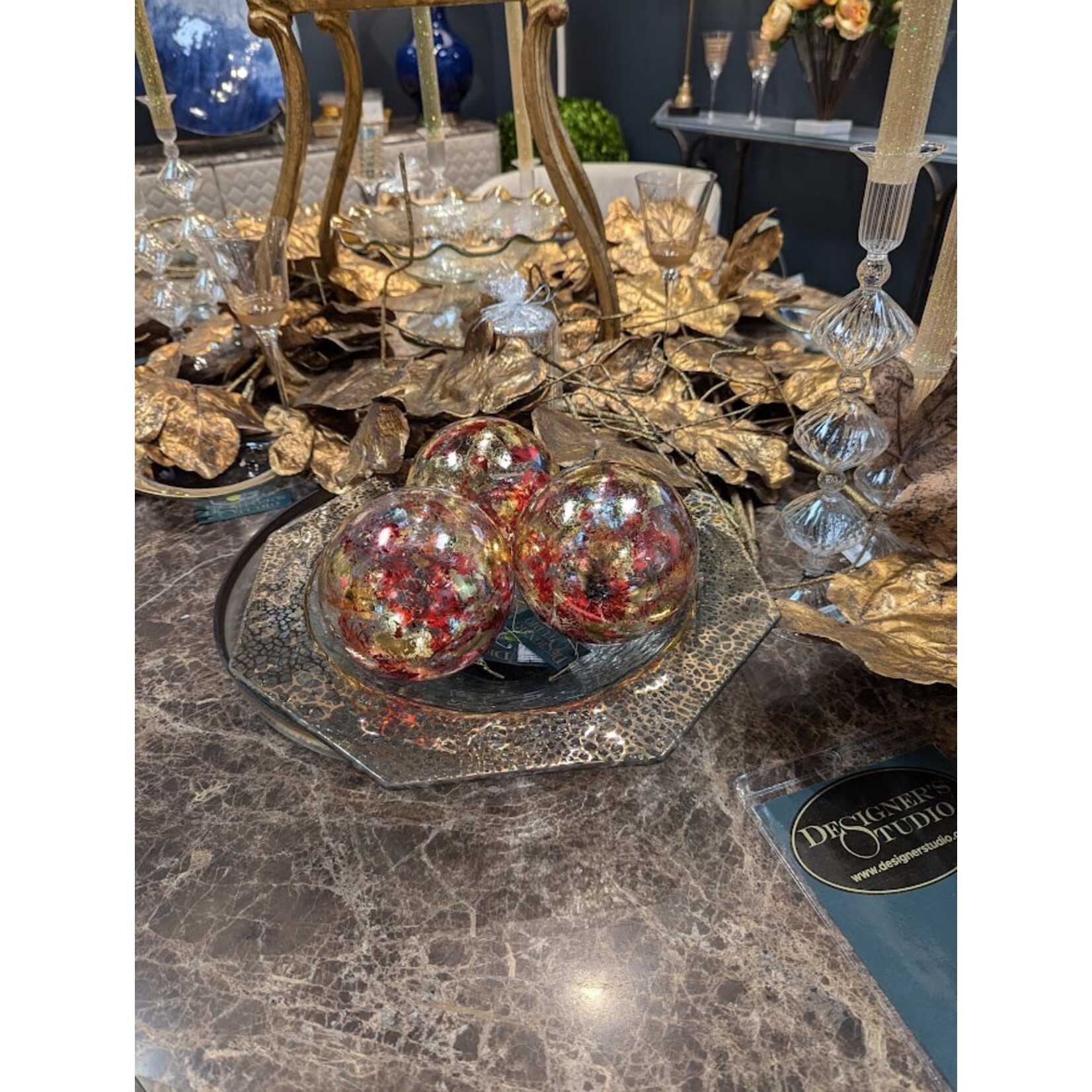 Annieglass Mosaic Large Serving Bowl 24K Gold