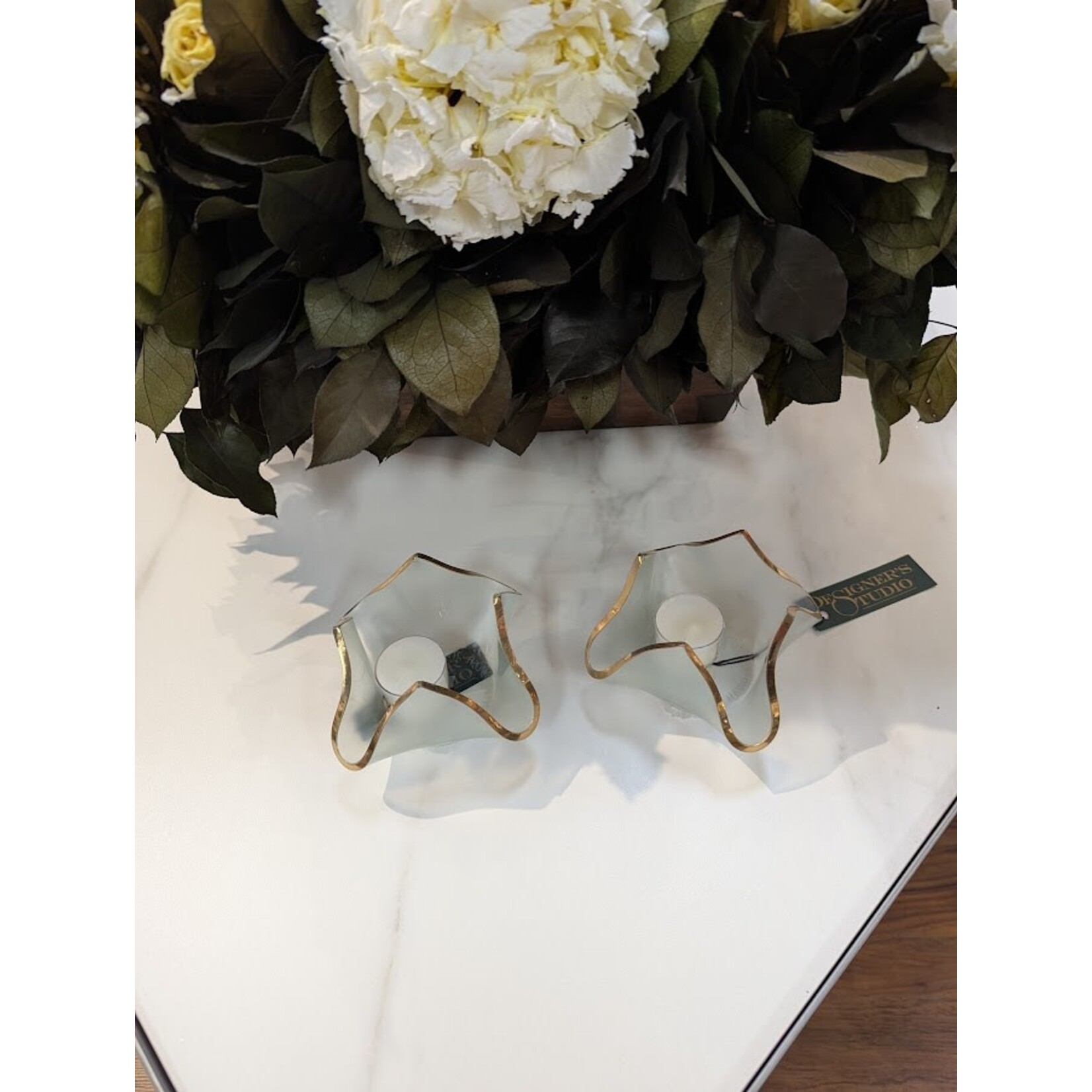 Annieglass Handkerchief Votive Candleholder 24K Gold