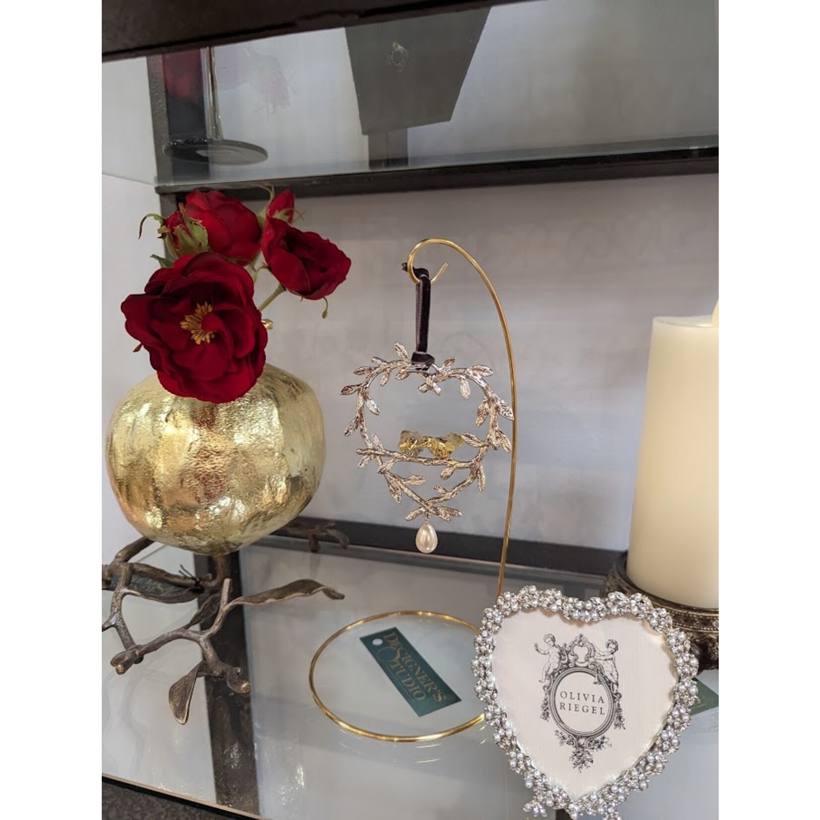 Michael Aram Gold, Silver & Pearl Lovebirds Ornament