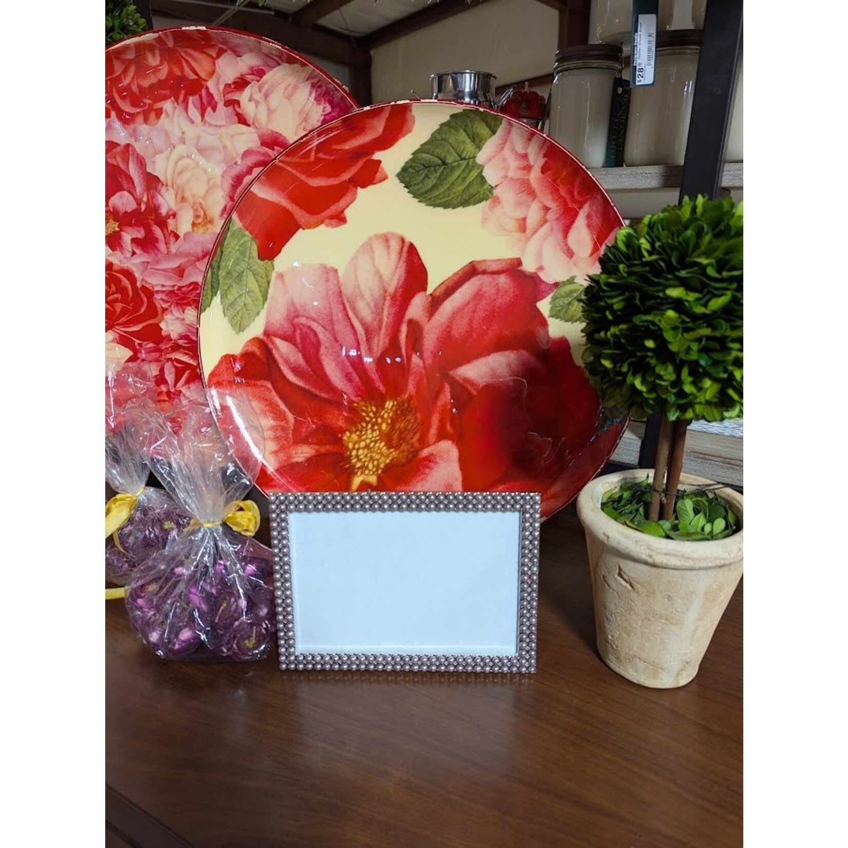 Two's Company Rose Print Tray Large