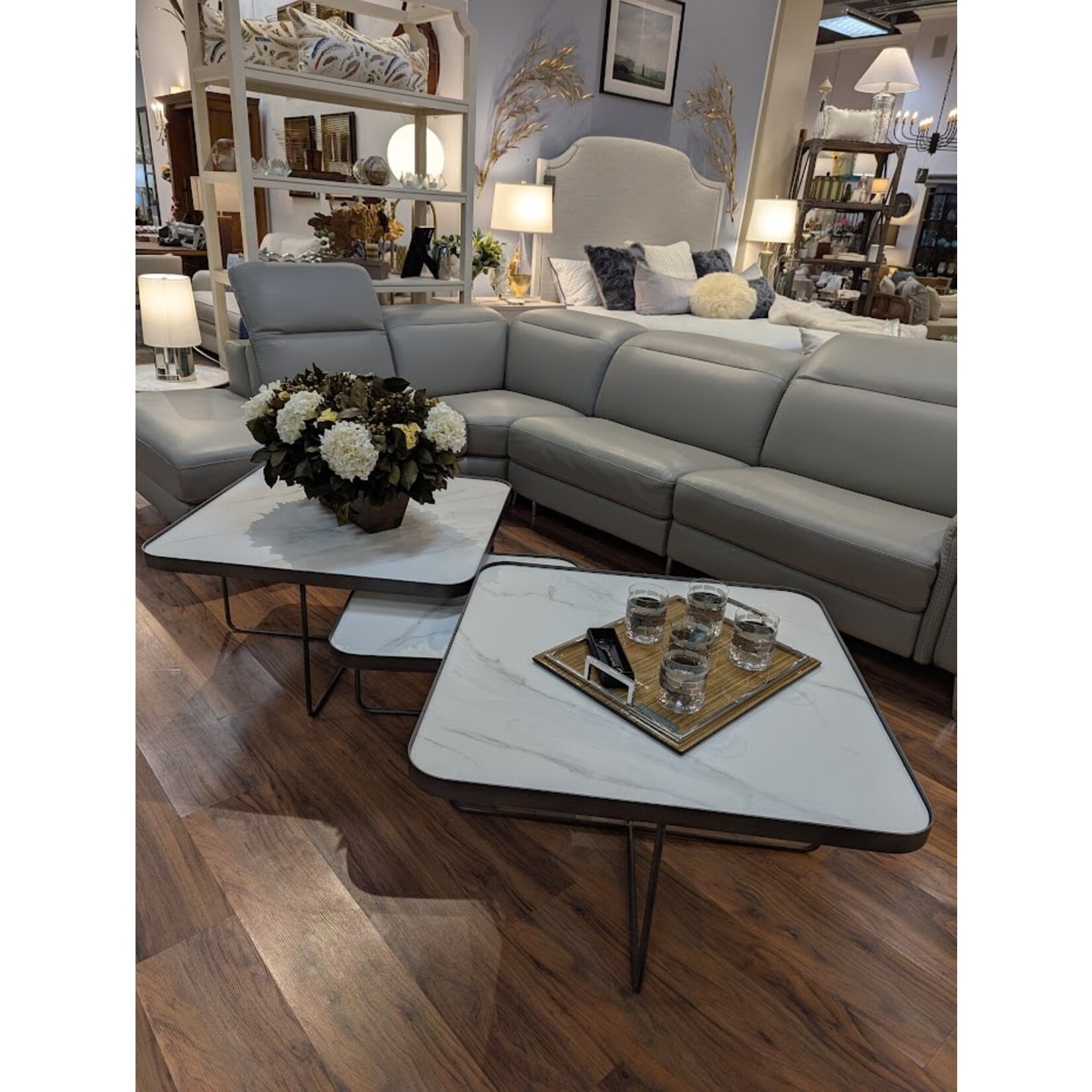 Bellini Modern Living Anna Cocktail Table with White Calcatta Top