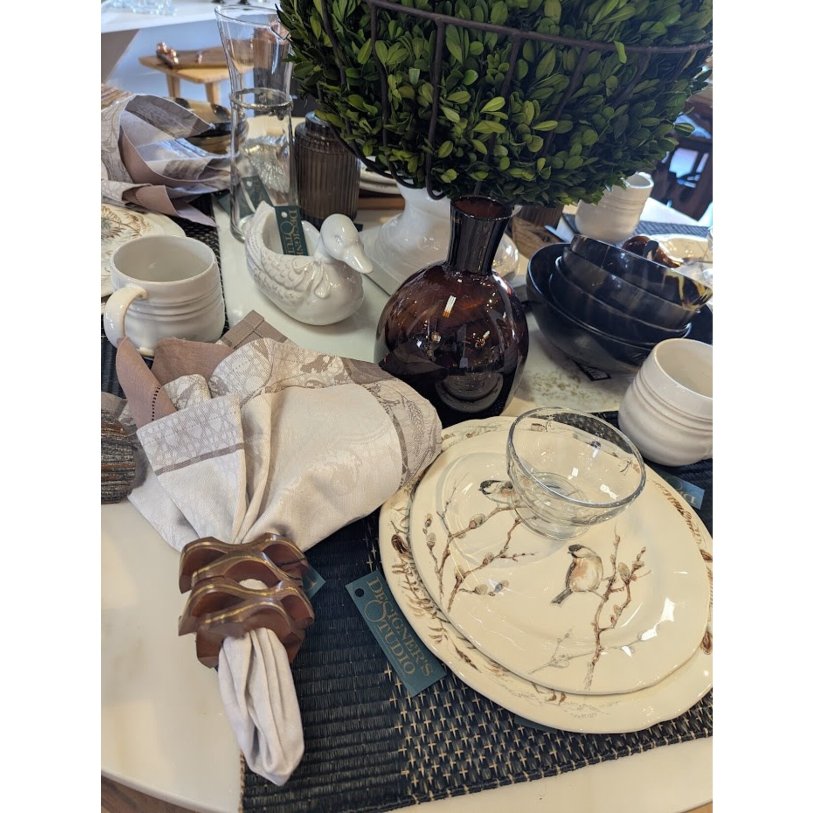 Saro Trading Company Mocha Hemstitched Dinner Napkin