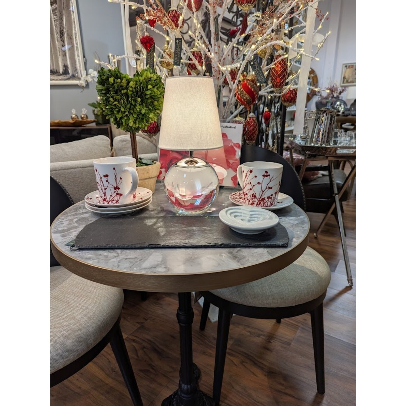 Visual Comfort Terri 12" Cordless Accent Lamp in Crystal with Linen Shade