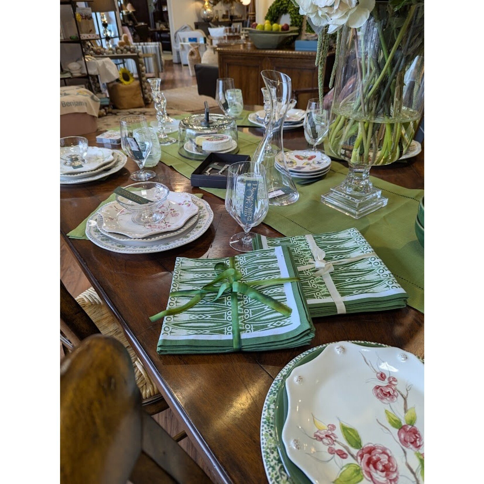 Sara Anderson Vienna Green Cotton Napkins Set of 4