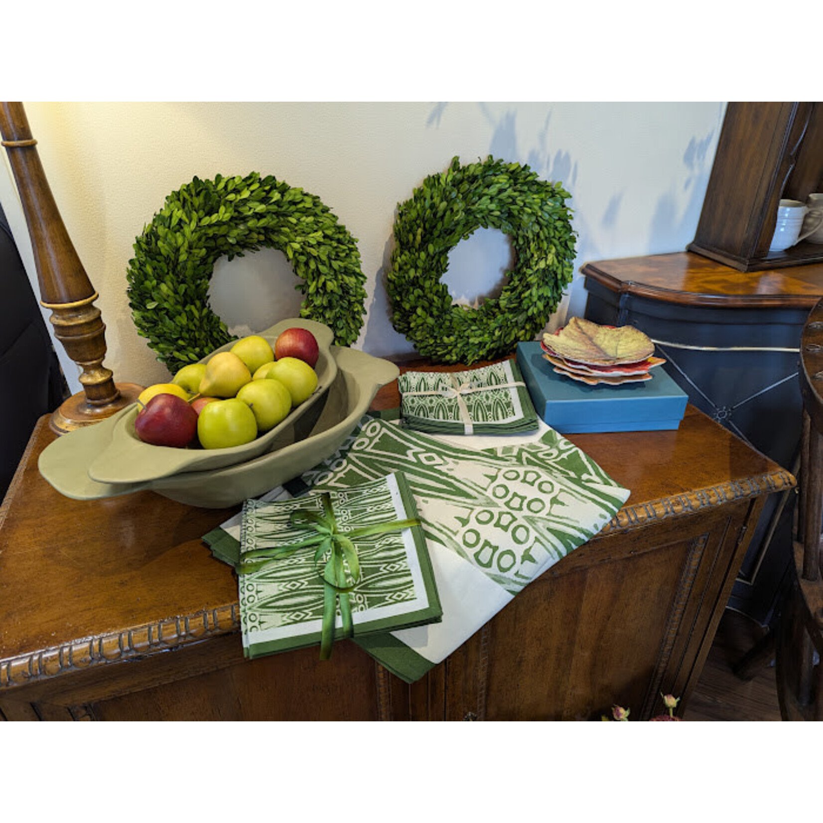 Sara Anderson Vienna Green Cotton Napkins Set of 4