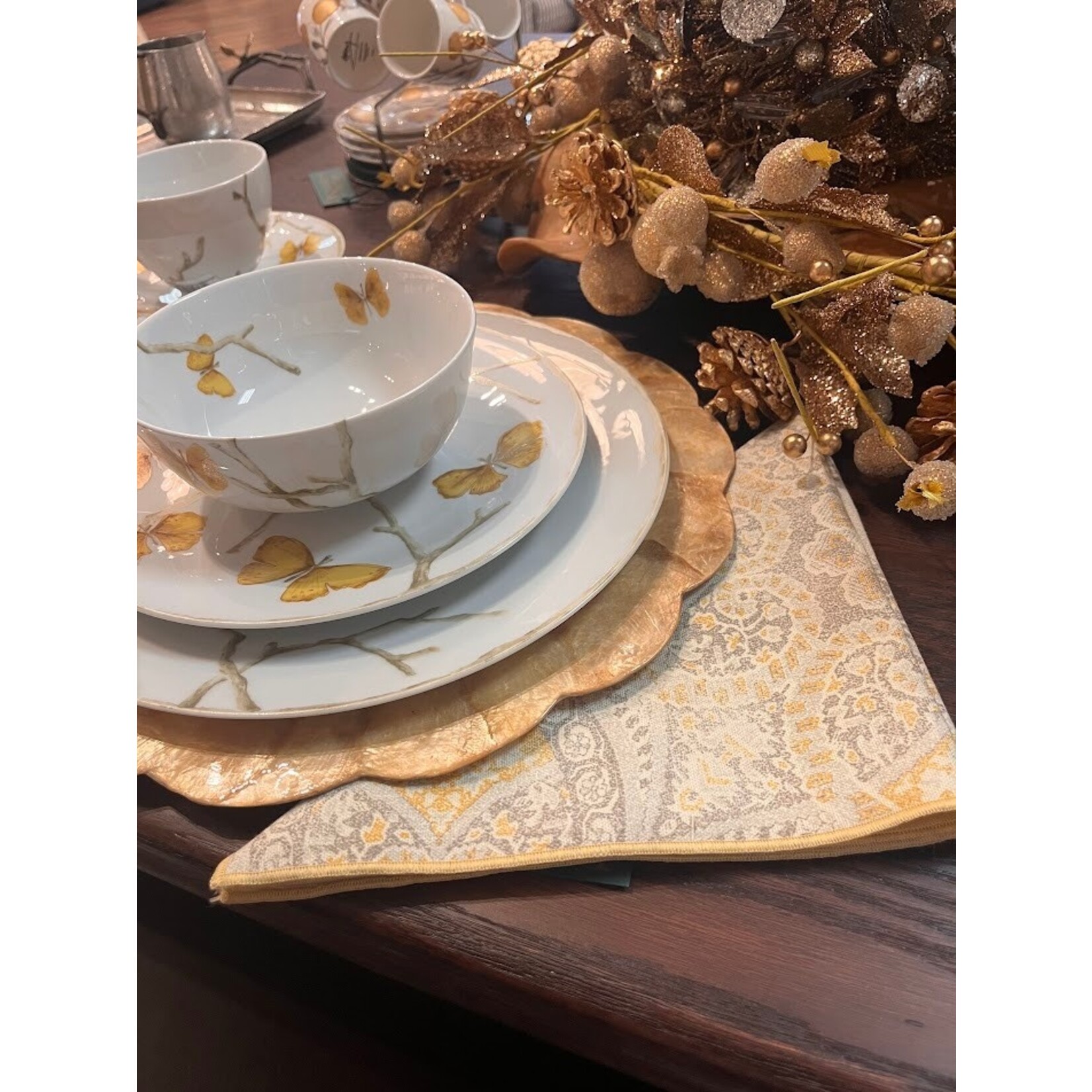 Karen Lee Ballard Alfresco Golden Grey Linen Napkin
