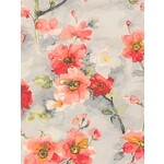 Karen Lee Ballard Grey & Pink Floral Linen Napkin
