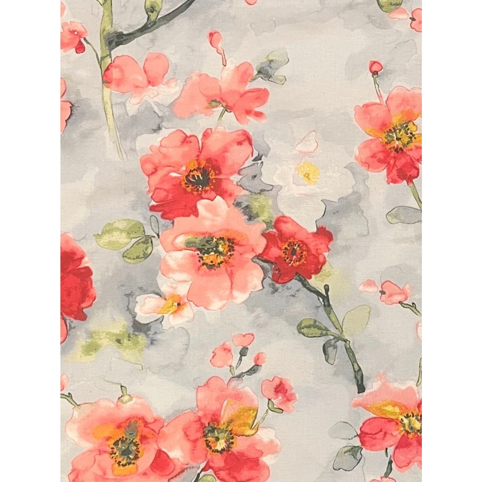 Karen Lee Ballard Grey & Pink Floral Linen Napkin