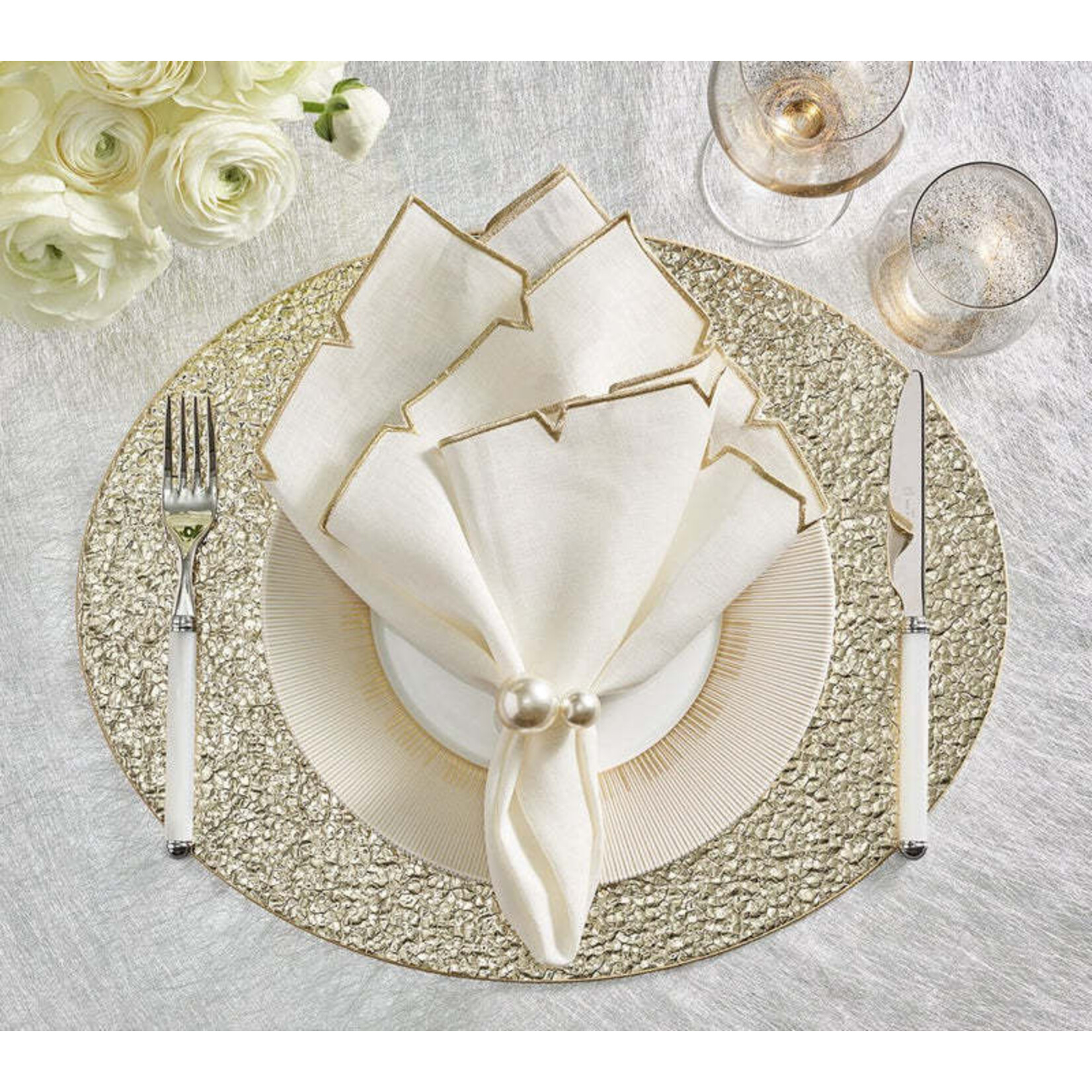 Kim Seybert Pearl Napkin Ring Ivory & Gold