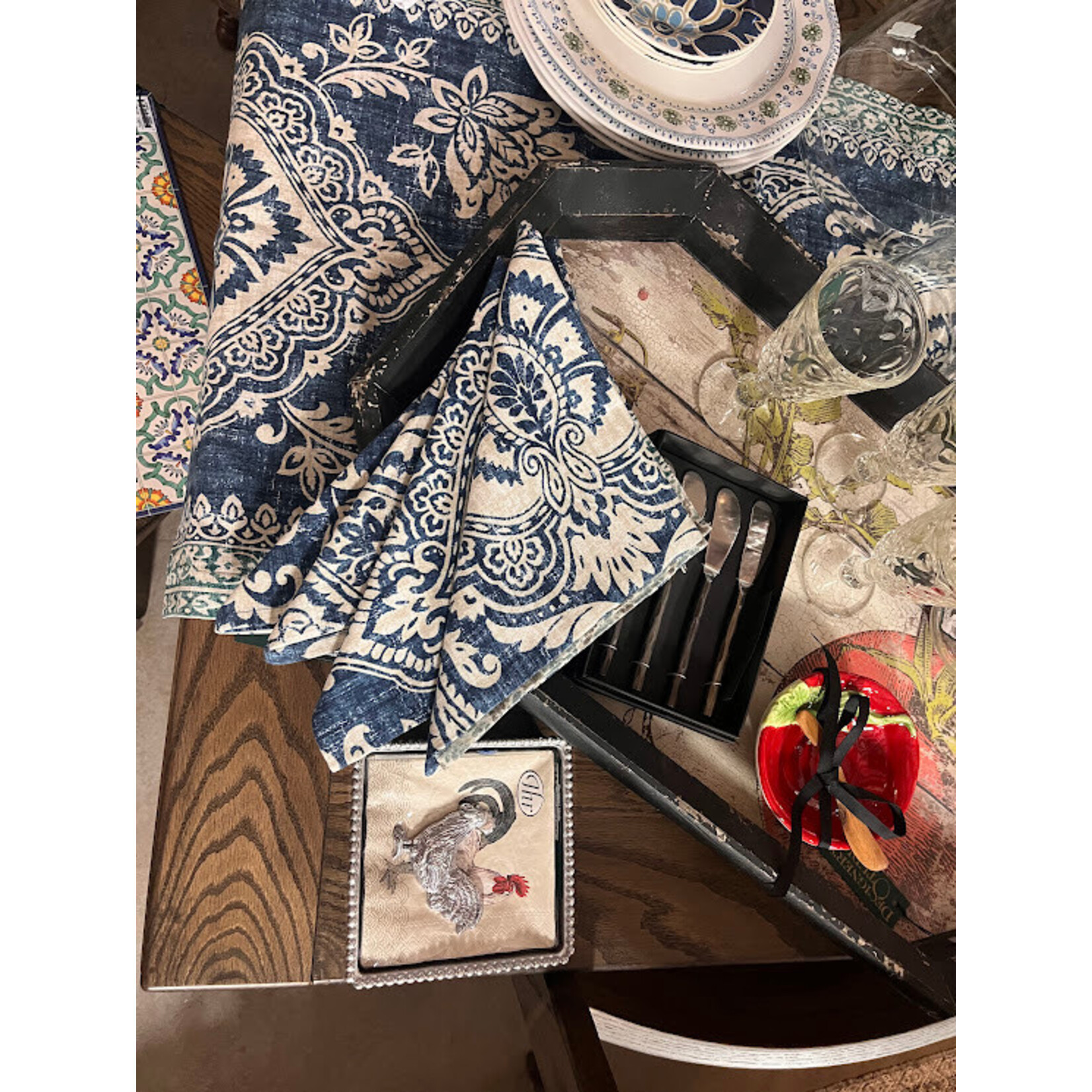 Karen Lee Ballard Indigo Folk Print Napkin