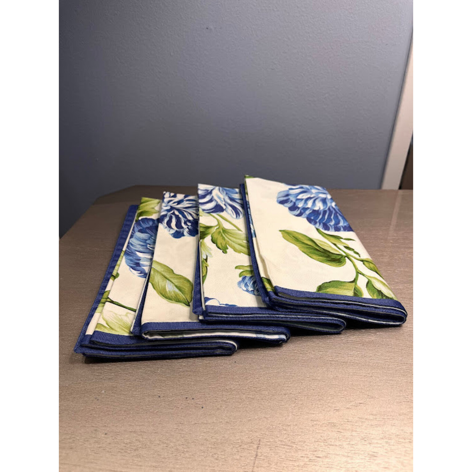 Karen Lee Ballard Sapphire Floral Ribbon Linen Napkin