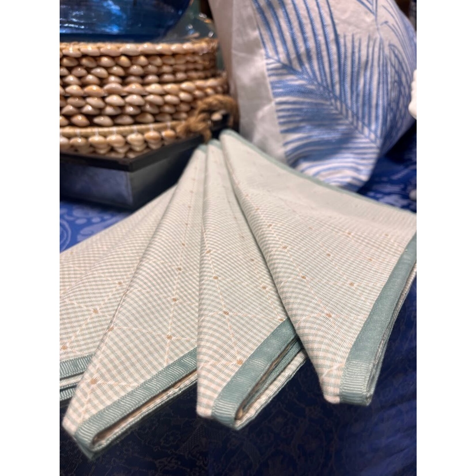 Karen Lee Ballard Welcome Home Seafoam Ribbon Napkin