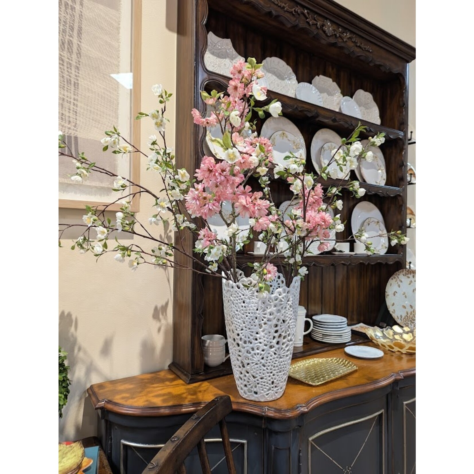 Two's Company White Ceramic Cutwork Vase