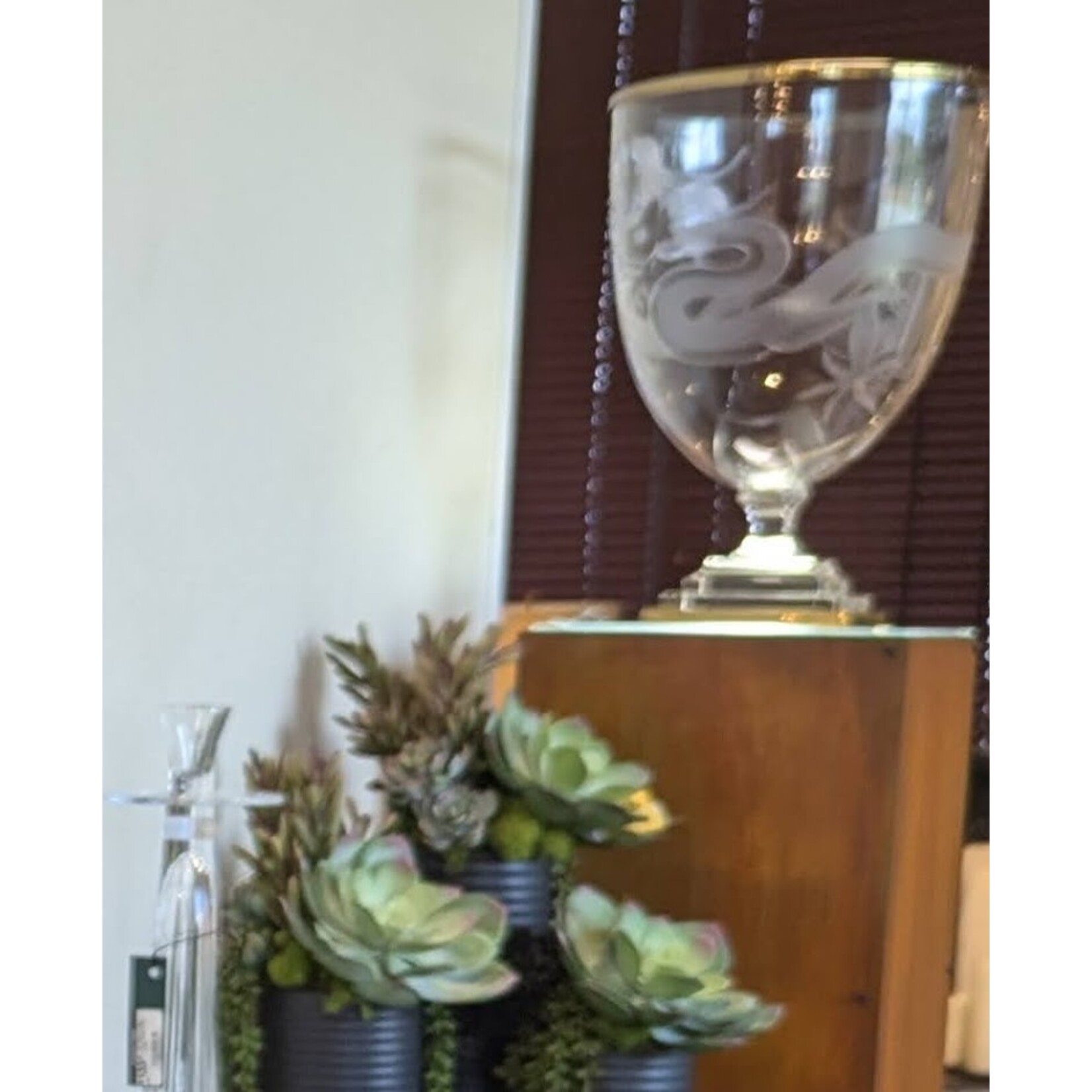 Wildwood Hand Cut Crystal Dragon Hurricane Globe