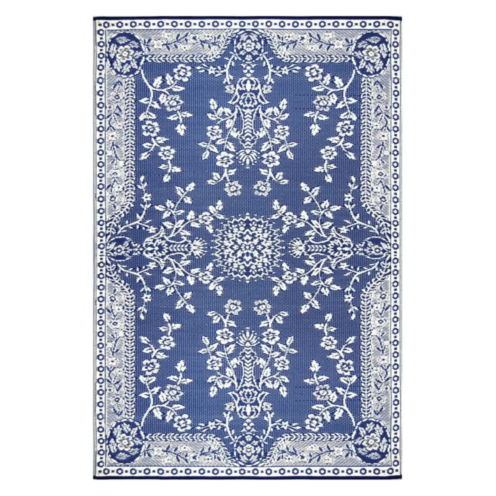 Border Concepts Garland Outdoor Rug Mad Mats Blue White 4'x6' Reversible