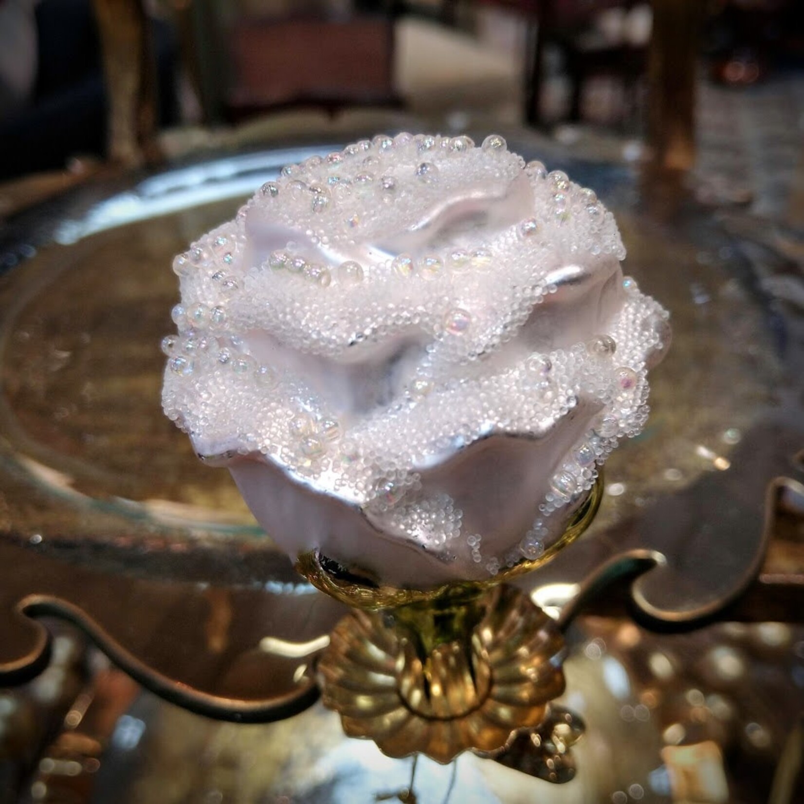 Katherine's Collection Antoinette Glass Rose Clip Christmas Ornament