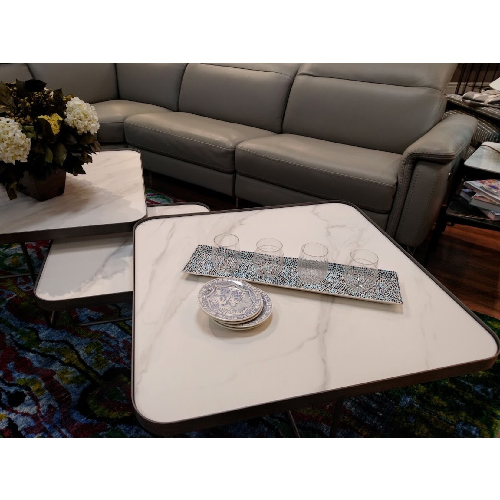 Two's Company Blue Mosaic Long Tray