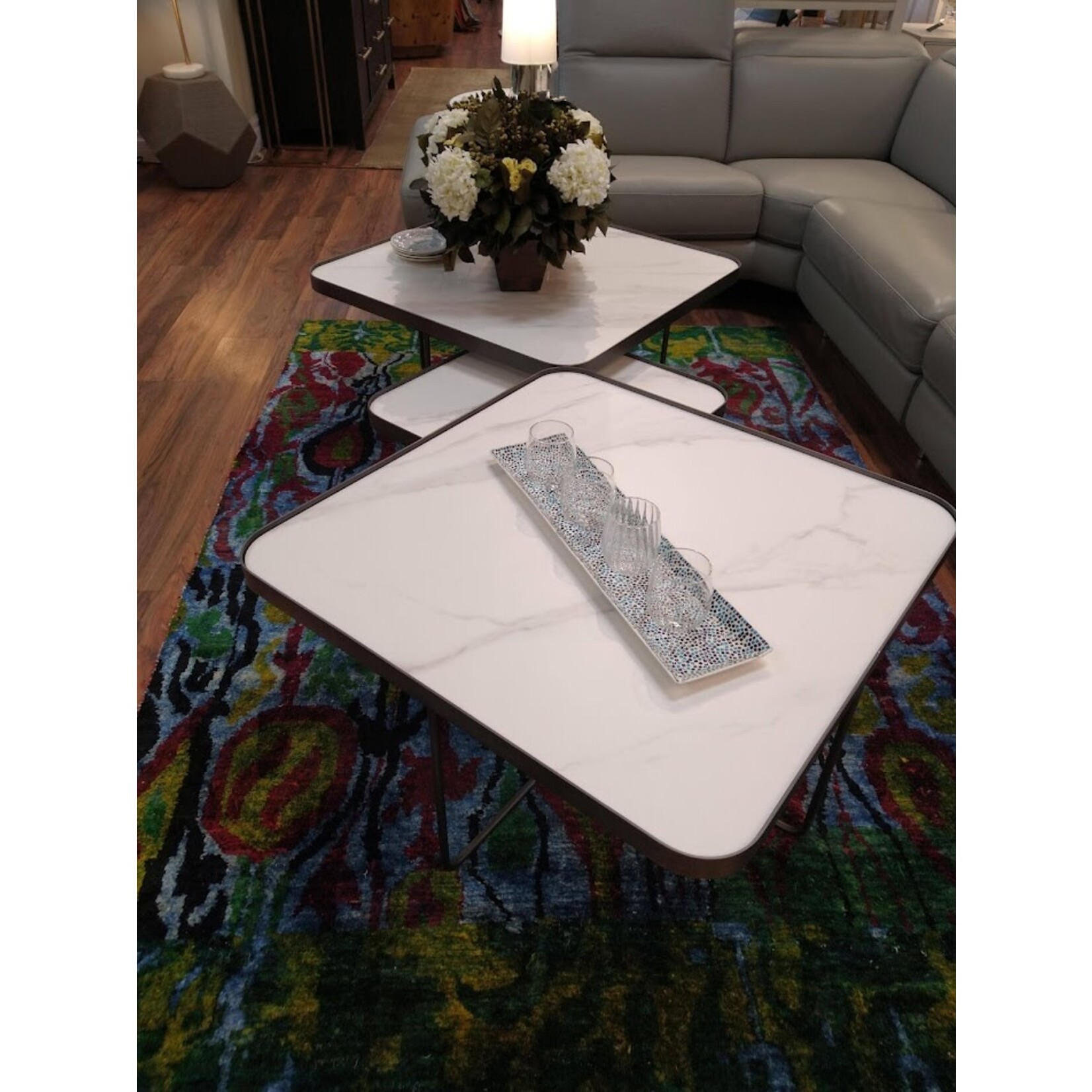 Two's Company Blue Mosaic Long Tray