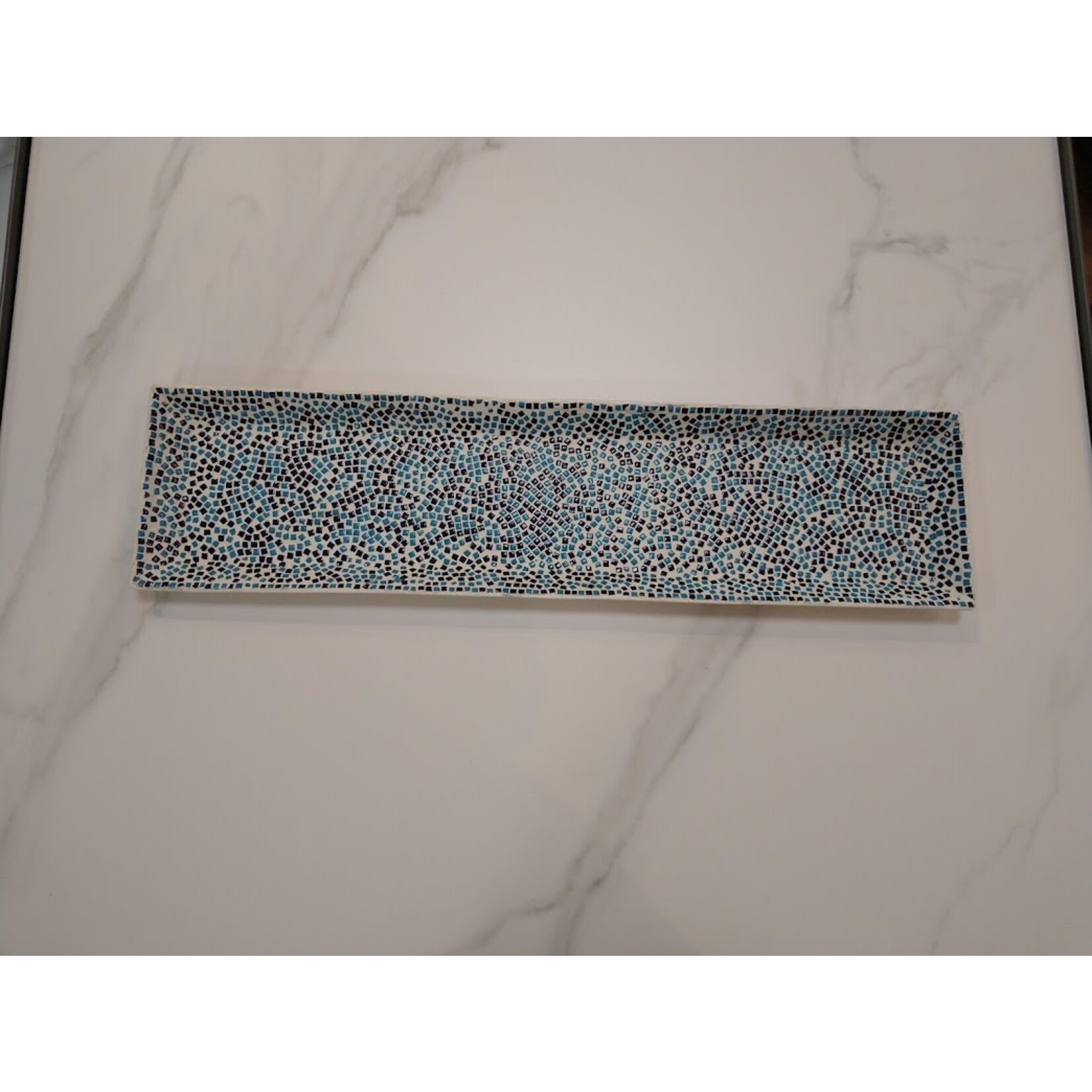 Two's Company Blue Mosaic Long Tray