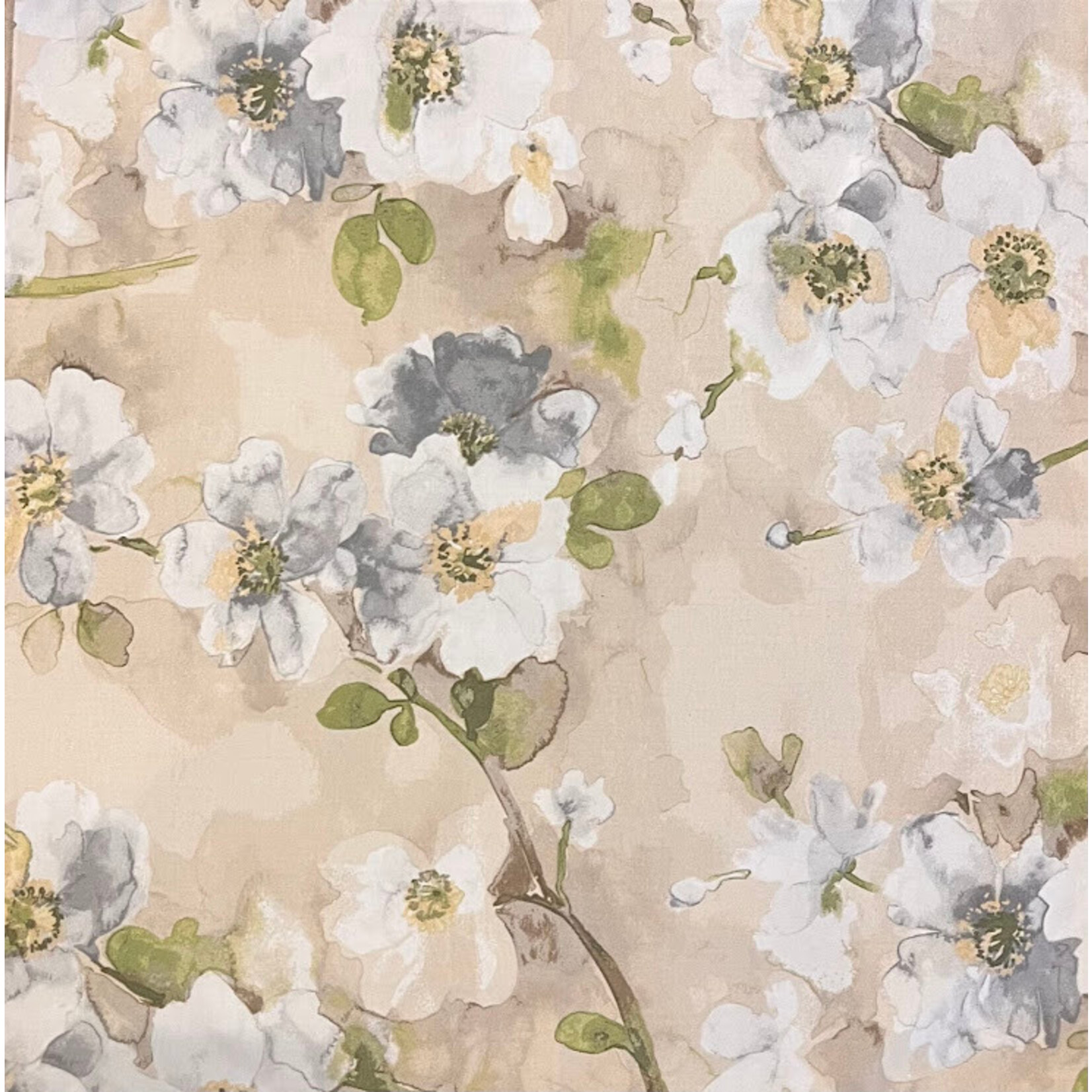 Karen Lee Ballard Tan Grey Floral Napkin
