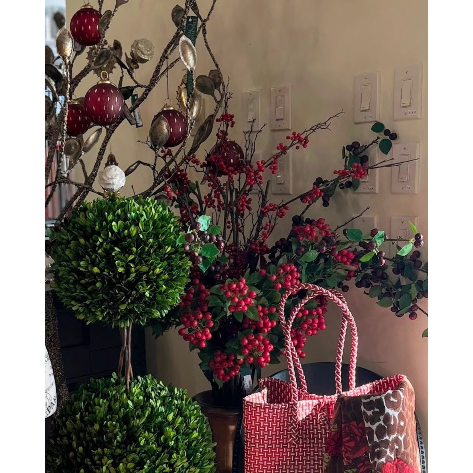 RAZ Imports Mini Faux Cluster Red Berry Spray 34"